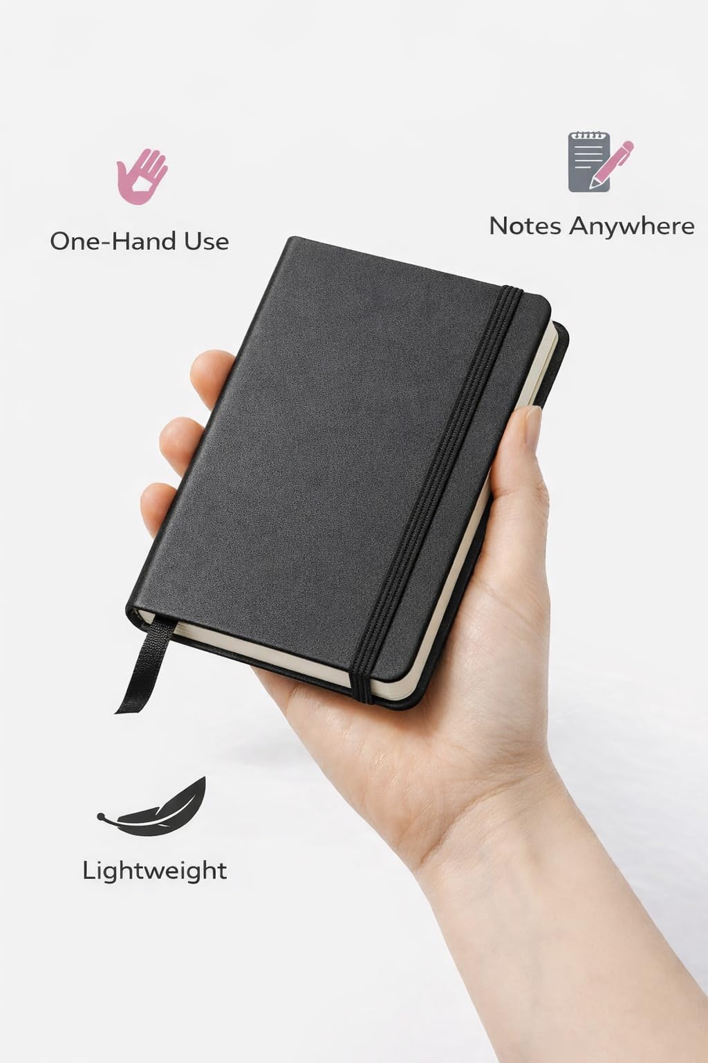 1ABOVE Executive Notebook - Soft Feel Hardback | A6 Size | 160 Lined Pages | Black