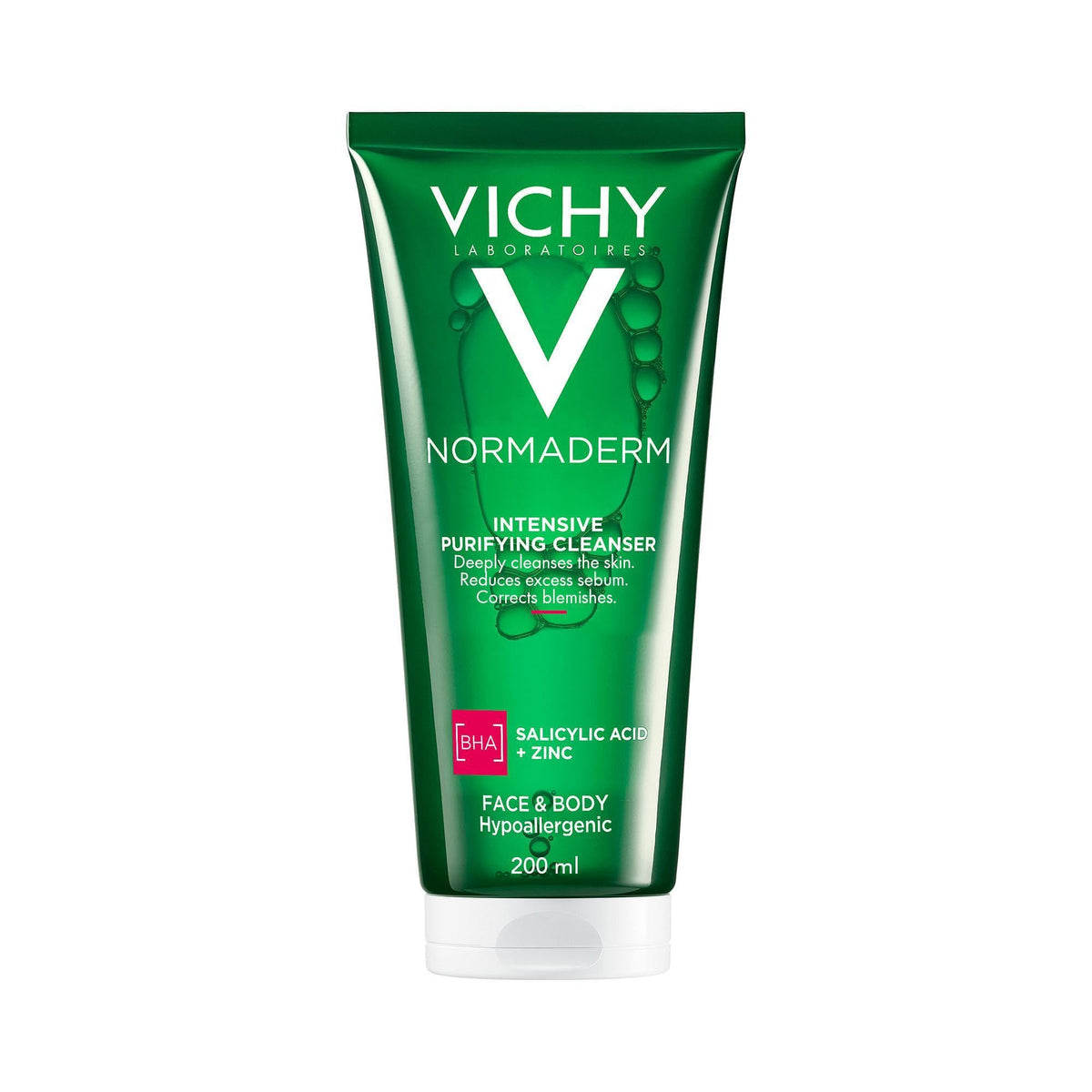 Vichy Normaderm Intensive Purifying Cleanser for Blemish-Prone Skin - Salicylic Acid & Zinc, 200 ml