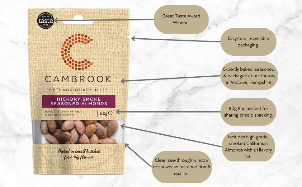 Cambrook Hickory Smoke Flavour Almonds 80g (Pack of 9) 6