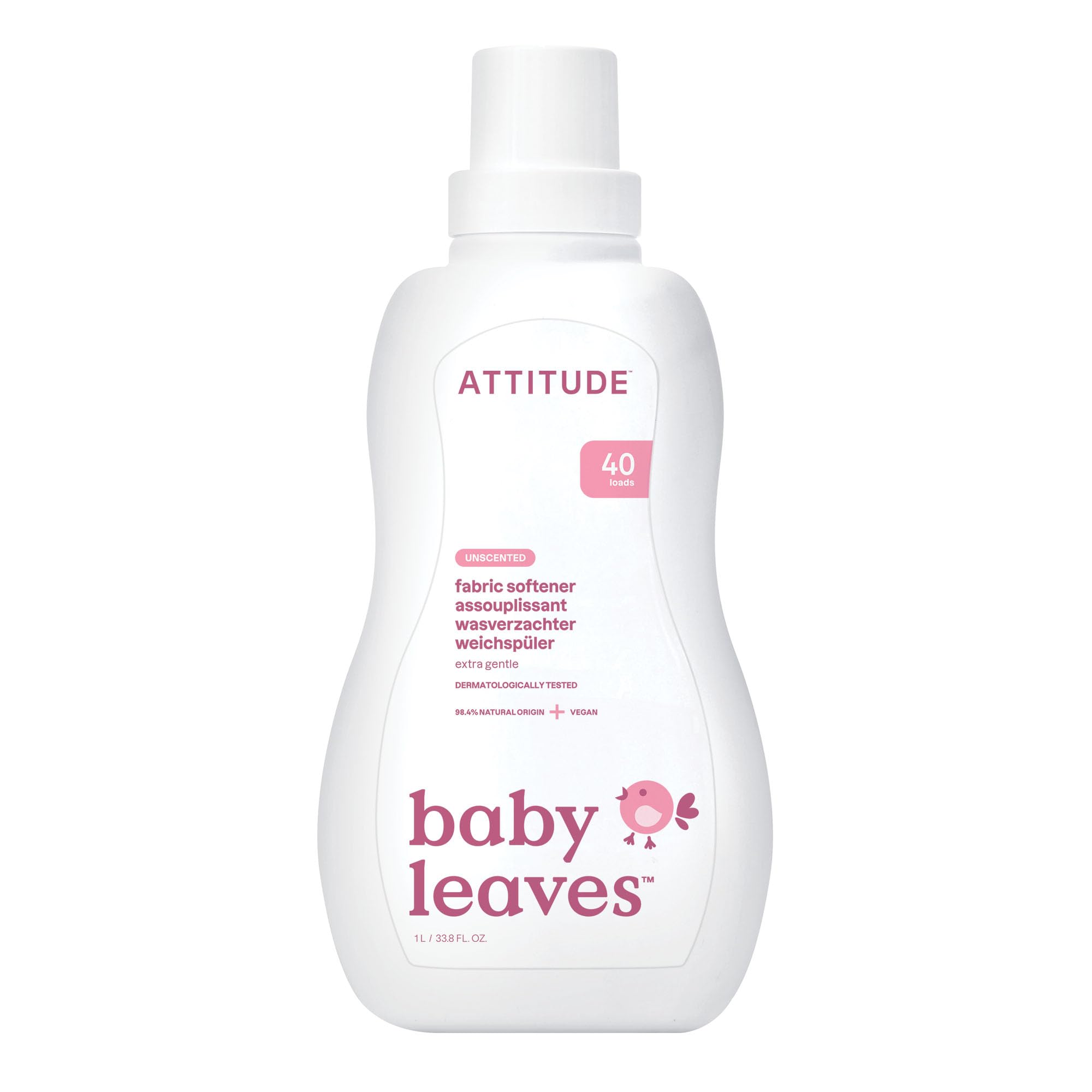 ATTITUDE Baby Fabric Softener Liquid, Unscented, 1.04 l, EWG Verified 1