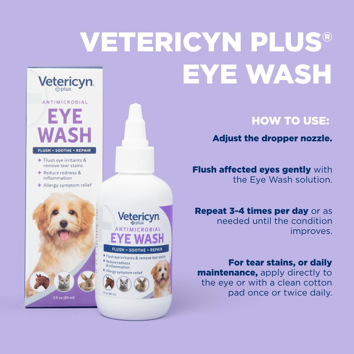 Vetericyn Eye Wash - Antimicrobial Relief for All Animals | 89ml 4
