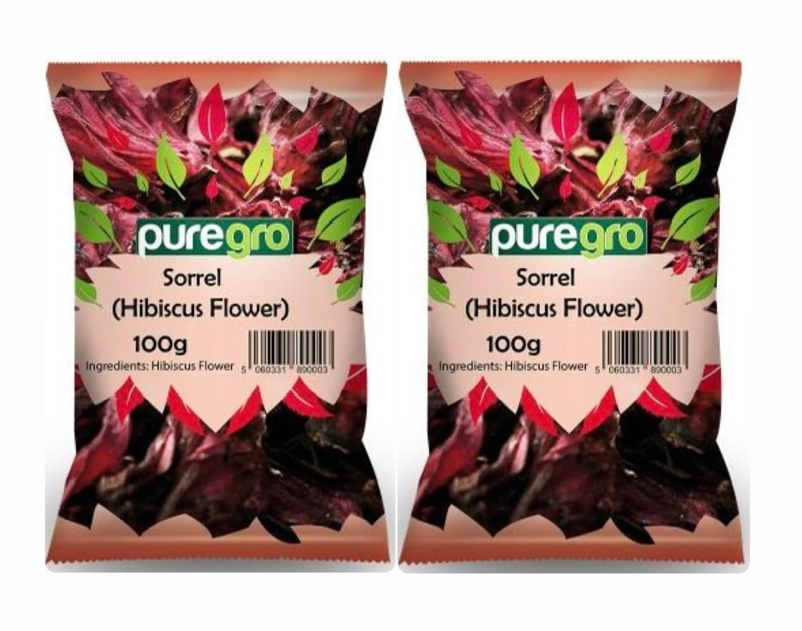 Puregro Dry Sorrel (Hibiscus Flower) - 100g Pack of 2 | For Drinks, Jelly & Desserts