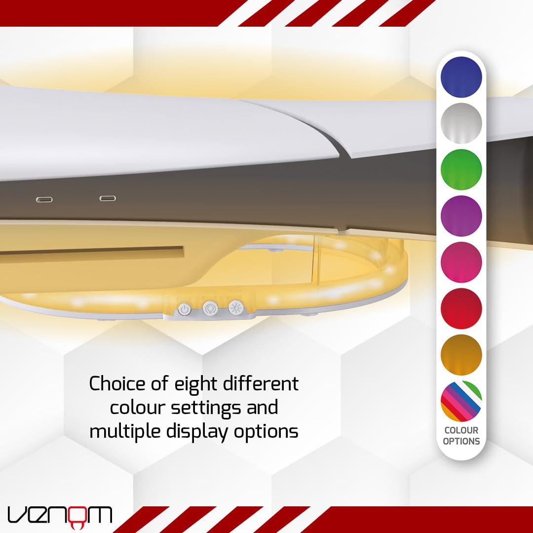 Venom PS5 Horizontal Console Stand with LED Lighting - 8 Color Options, USB Powered, Compatible with Slim Disc & Digital Models 4