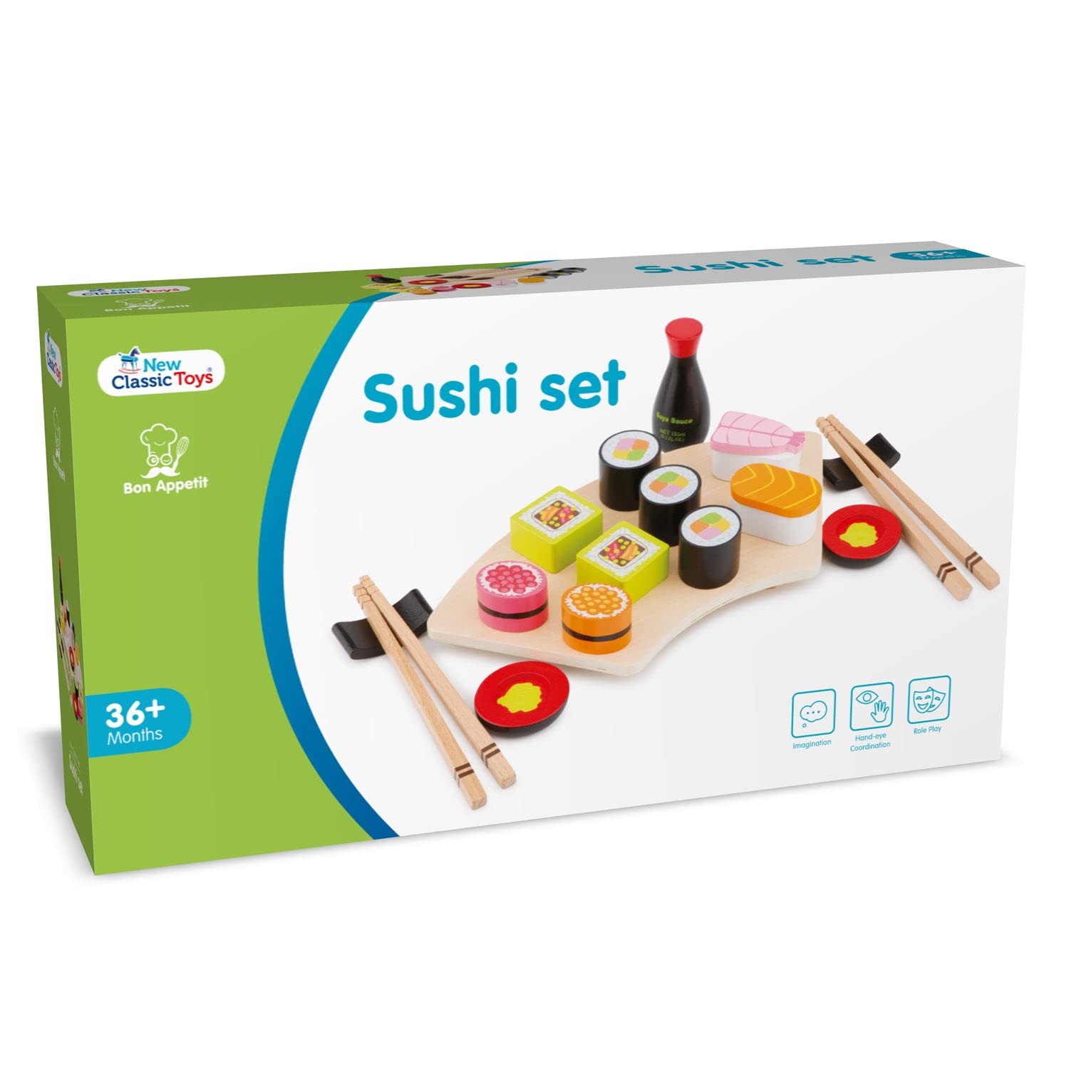 New Classic Toys Wooden Sushi Pretend Play Set - Educational Role Play for Kids 3+ 12