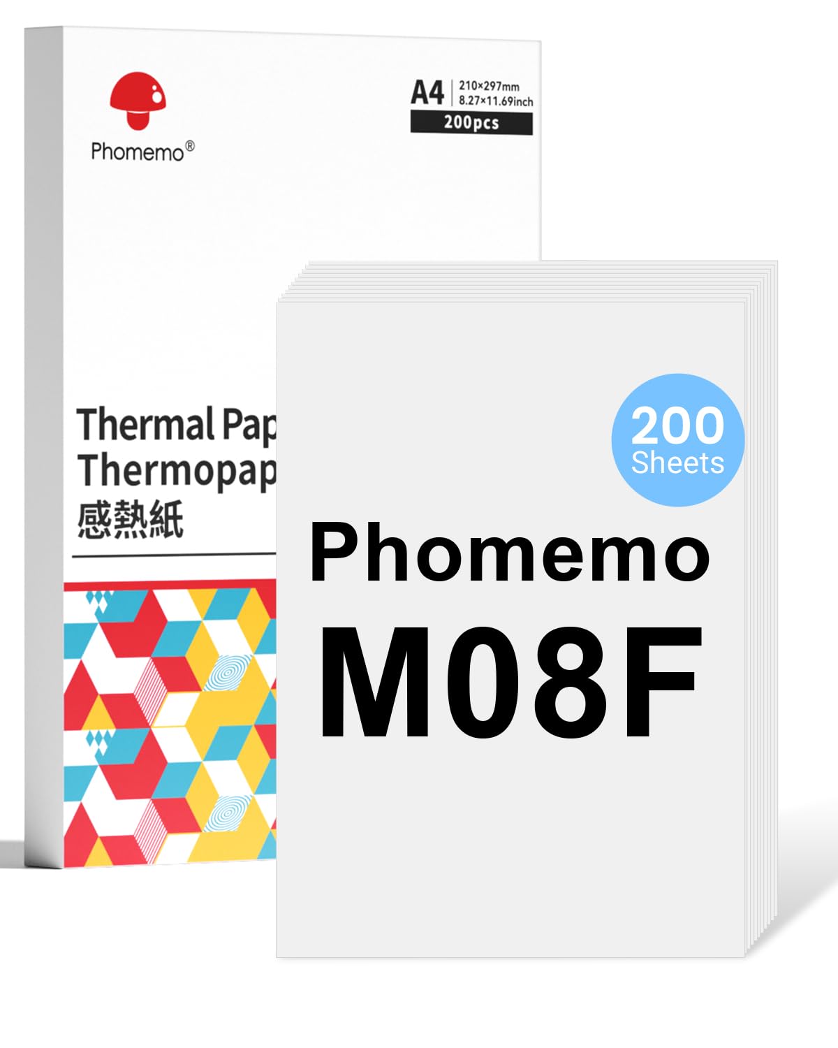 Phomemo A4 Thermal Paper for M08F/M08D/M832/M833/M834 Printers | 200 Sheets | BPA/BPS Free 1