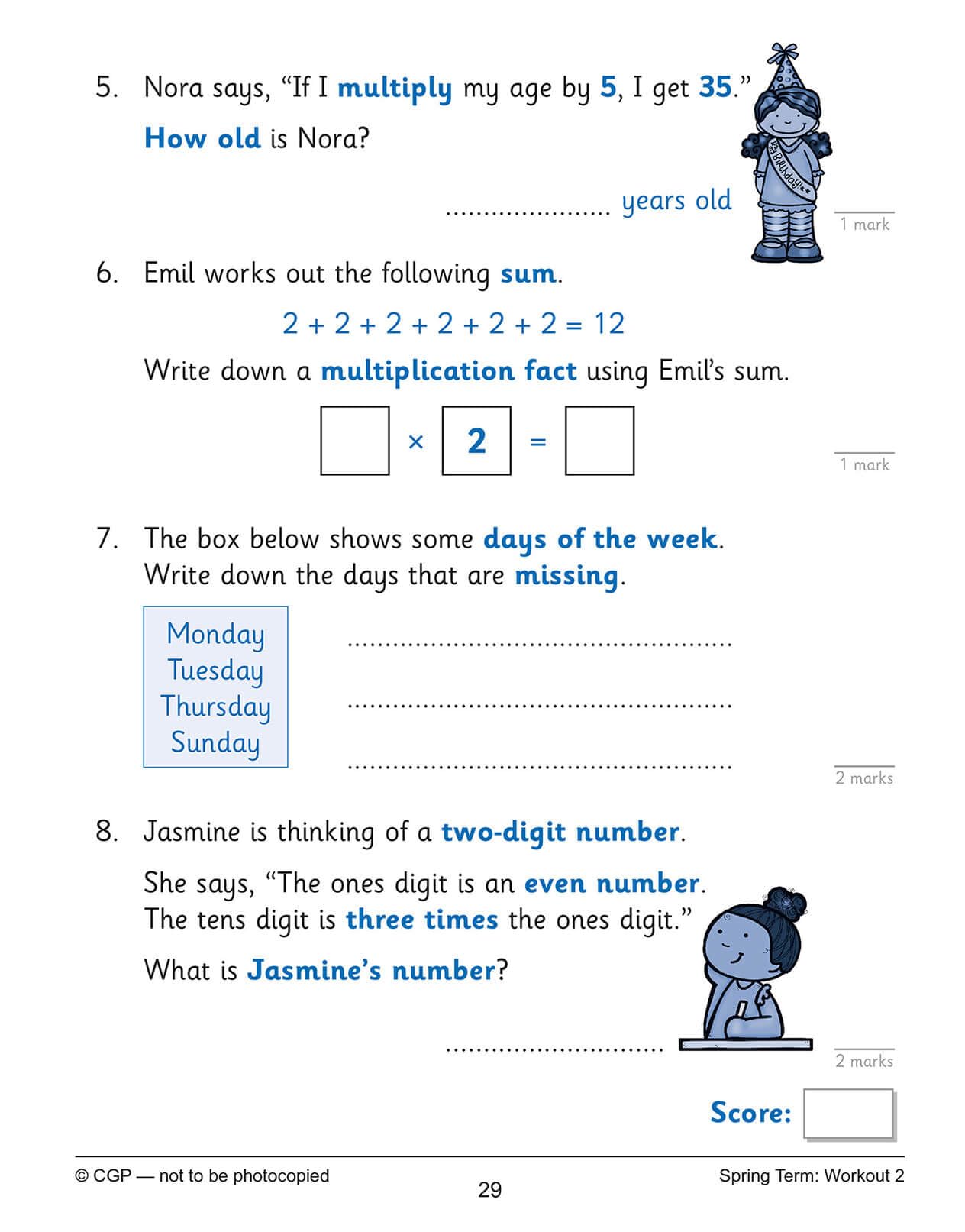 CGP KS1 Maths 10-Minute Weekly Workouts - Year 2 Study Aid | Paperback | English 8