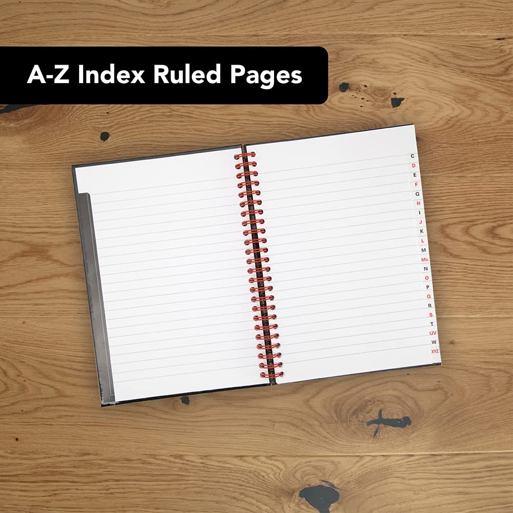 Oxford Black n' Red A5 Glossy Hardback Wirebound Notebook, Ruled with A-Z Index, 140 Page, 1 Notebook 4