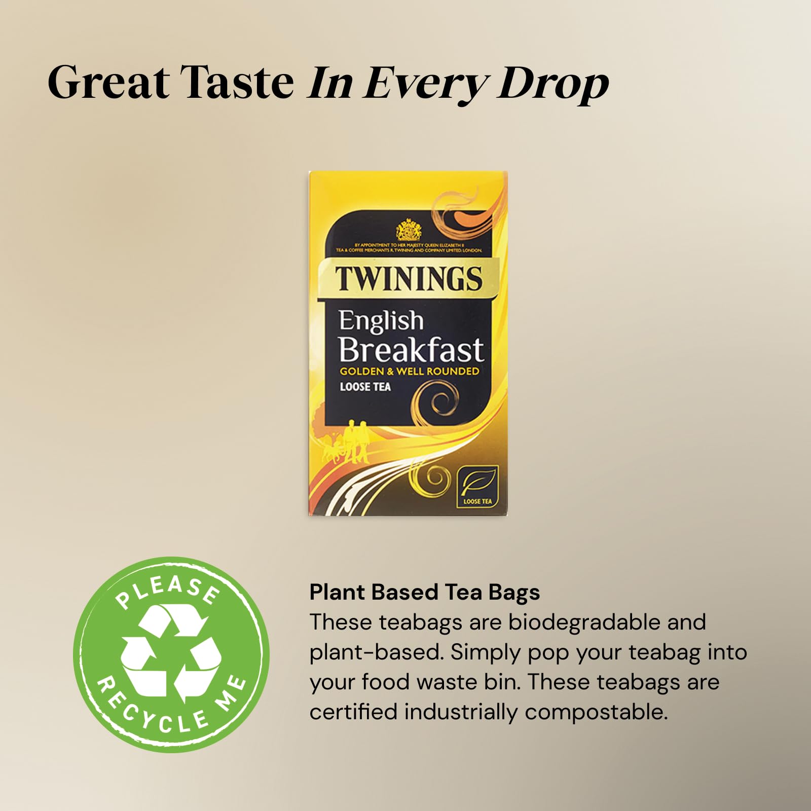 Twinings English Breakfast Black Tea Loose Leaves - 4 x 125g Pack | Full Bodied, Vegan, Sugar Free