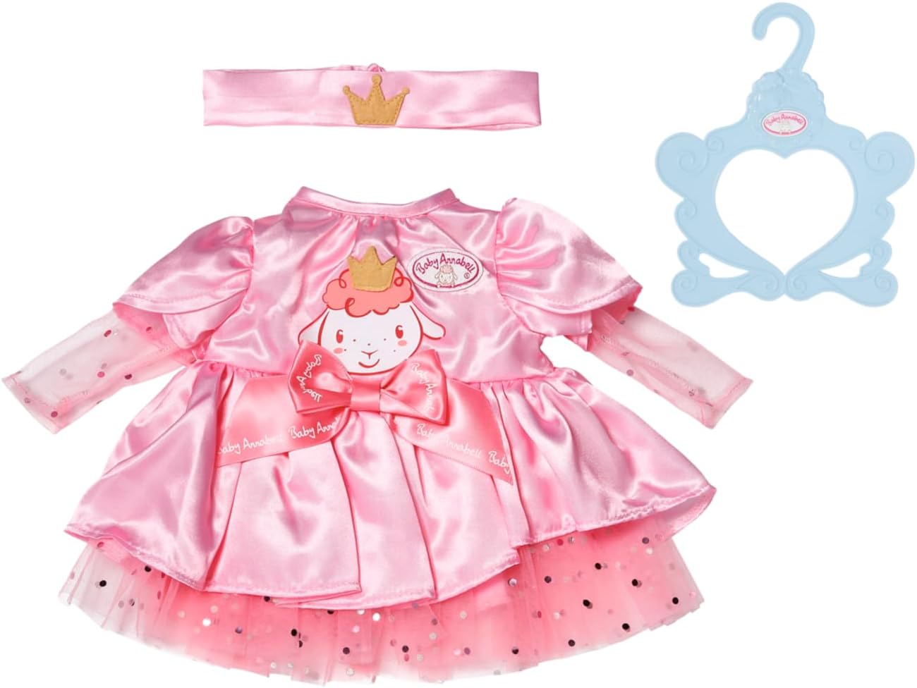 Baby Annabell Happy Birthday Dress 710548 - Pink Tulle Dress with Crown for 43cm Dolls 1