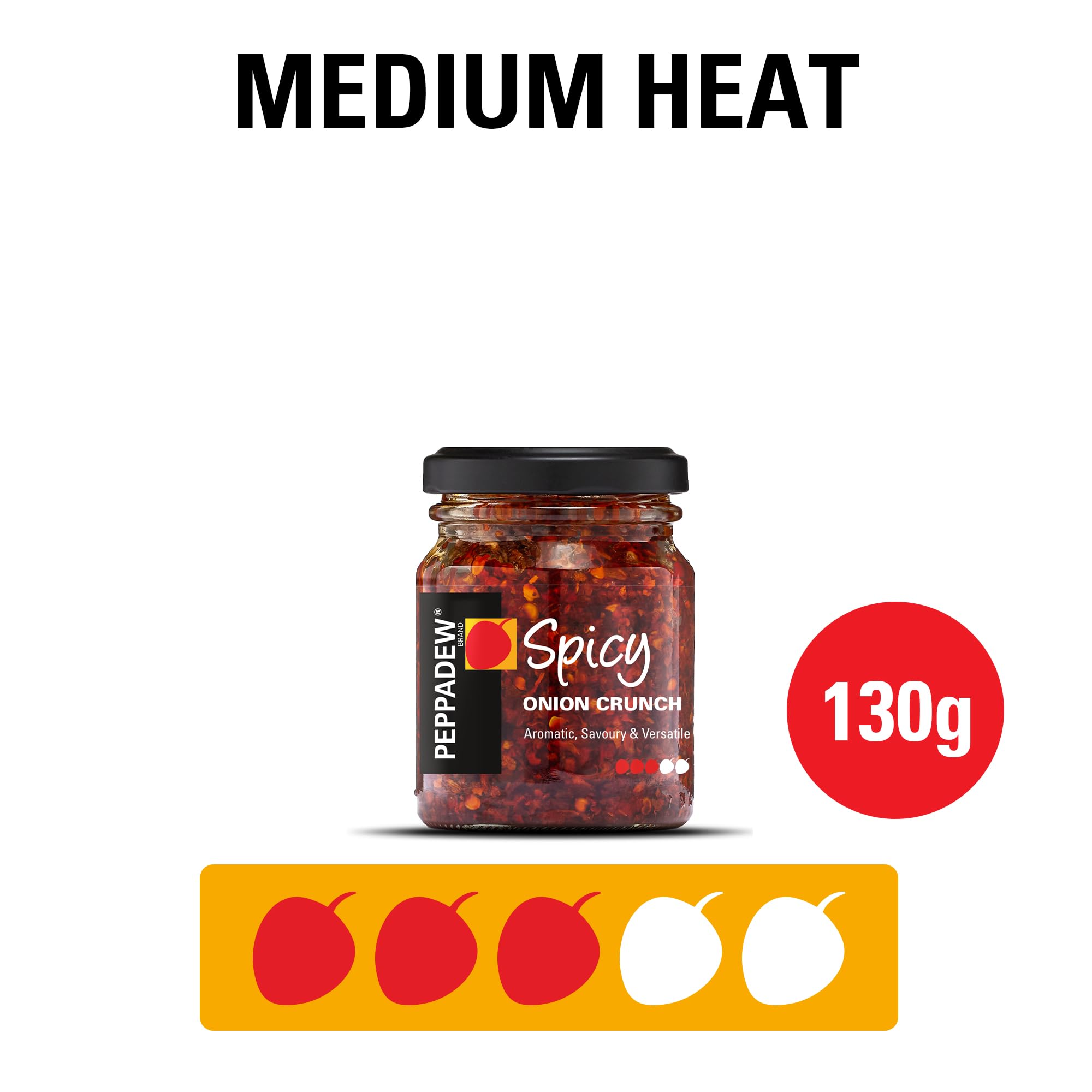 PEPPADEW Spicy Onion Crunch - Vegan, Gluten Free, Sweet & Spicy Flavour | 6 x 130g Jars
