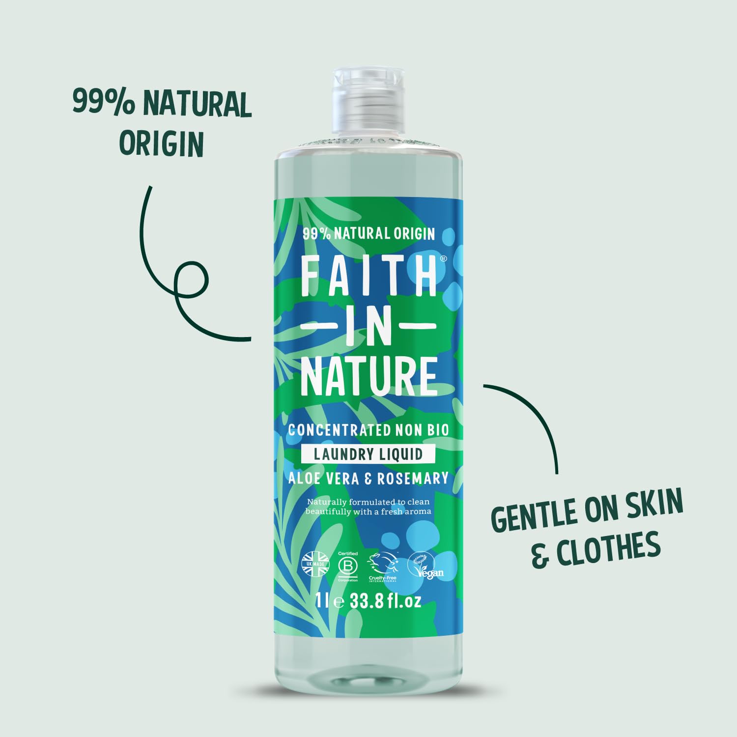 FAITH IN NATURE Laundry Liquid with Aloe Vera - Super Concentrated | 1L | Approx. 30 Washes 2