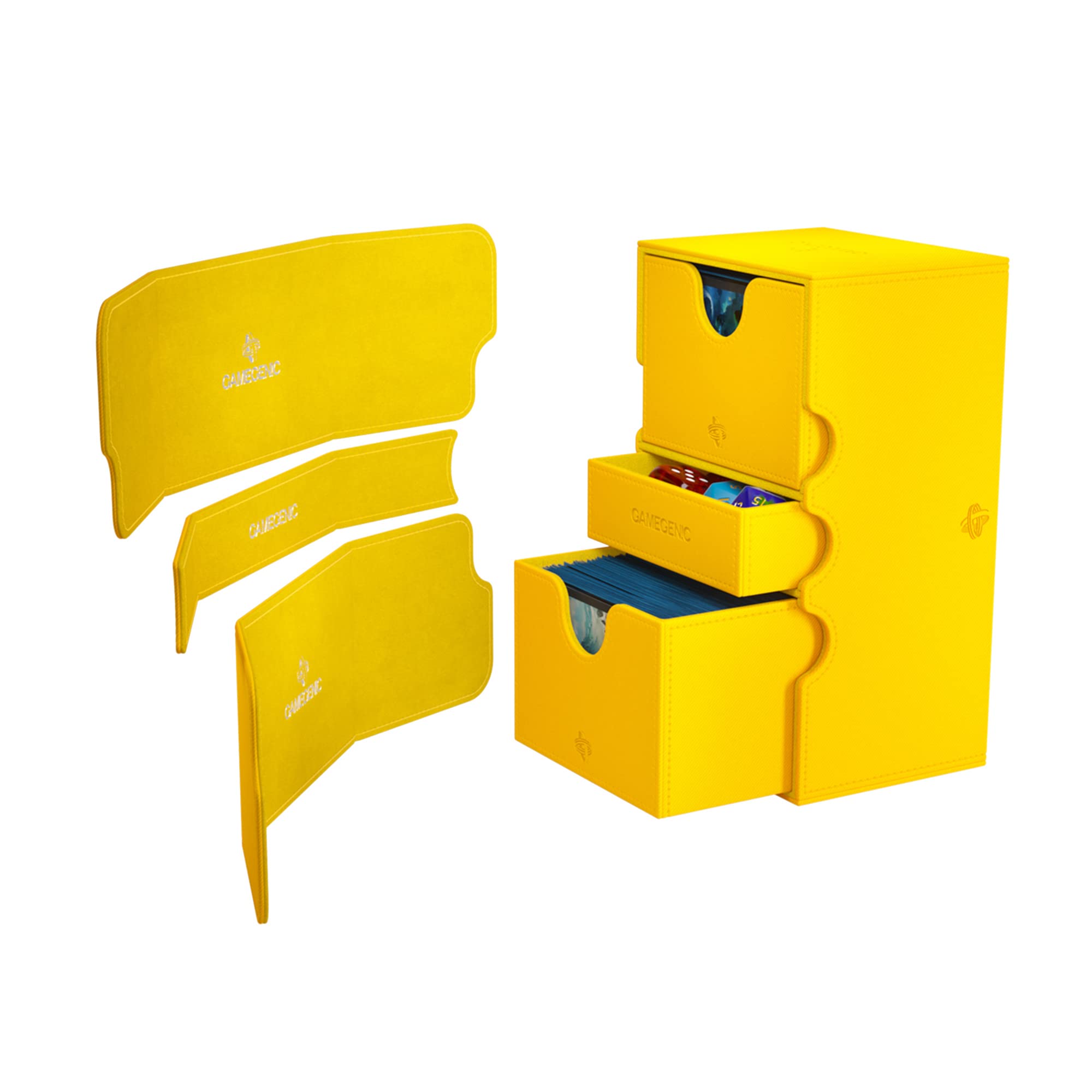 Gamegenic Stronghold 200+ XL Convertible Card Box - Yellow | XL Size | 3 Compartments 2