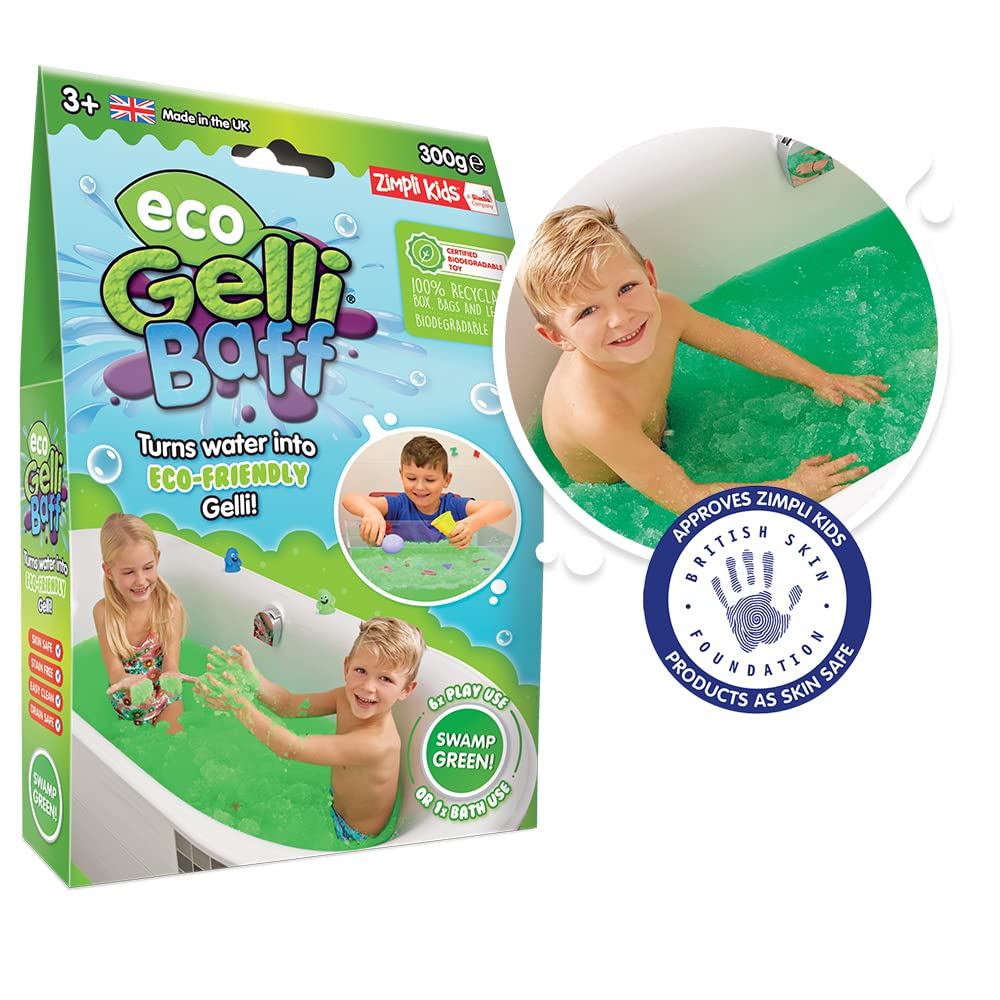 ZIMPLI Gelli Baff Eco Gelli Baff Green for Bath Play | Skin Safe, Biodegradable | Ages 3+ 1