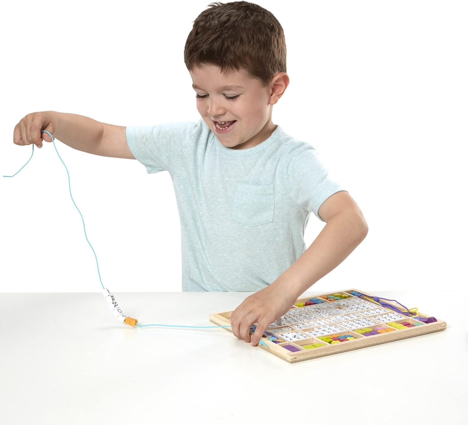 Melissa & Doug Wooden Stringing Beads - Arts & Crafts Kit for Kids 4+