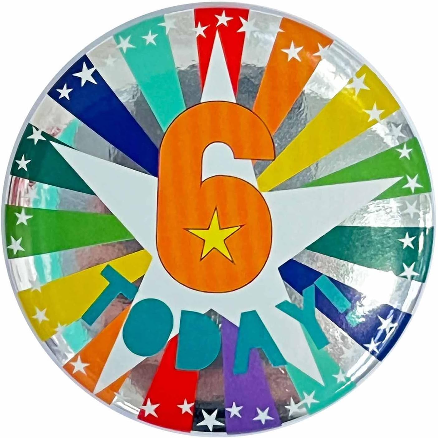 amscan 6 TODAY! Star Print Multicoloured Birthday Badge 1