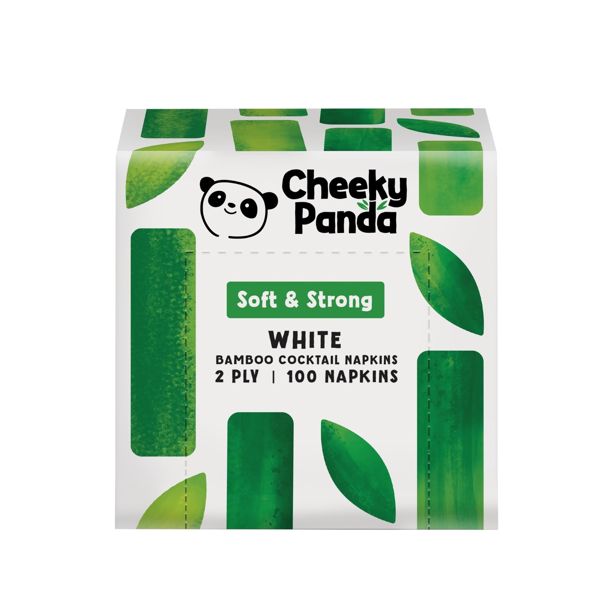 The Cheeky Panda Bamboo Paper Disposable Napkins - 2 Ply, 25 x 25cm, Pack of 100 White Serviettes