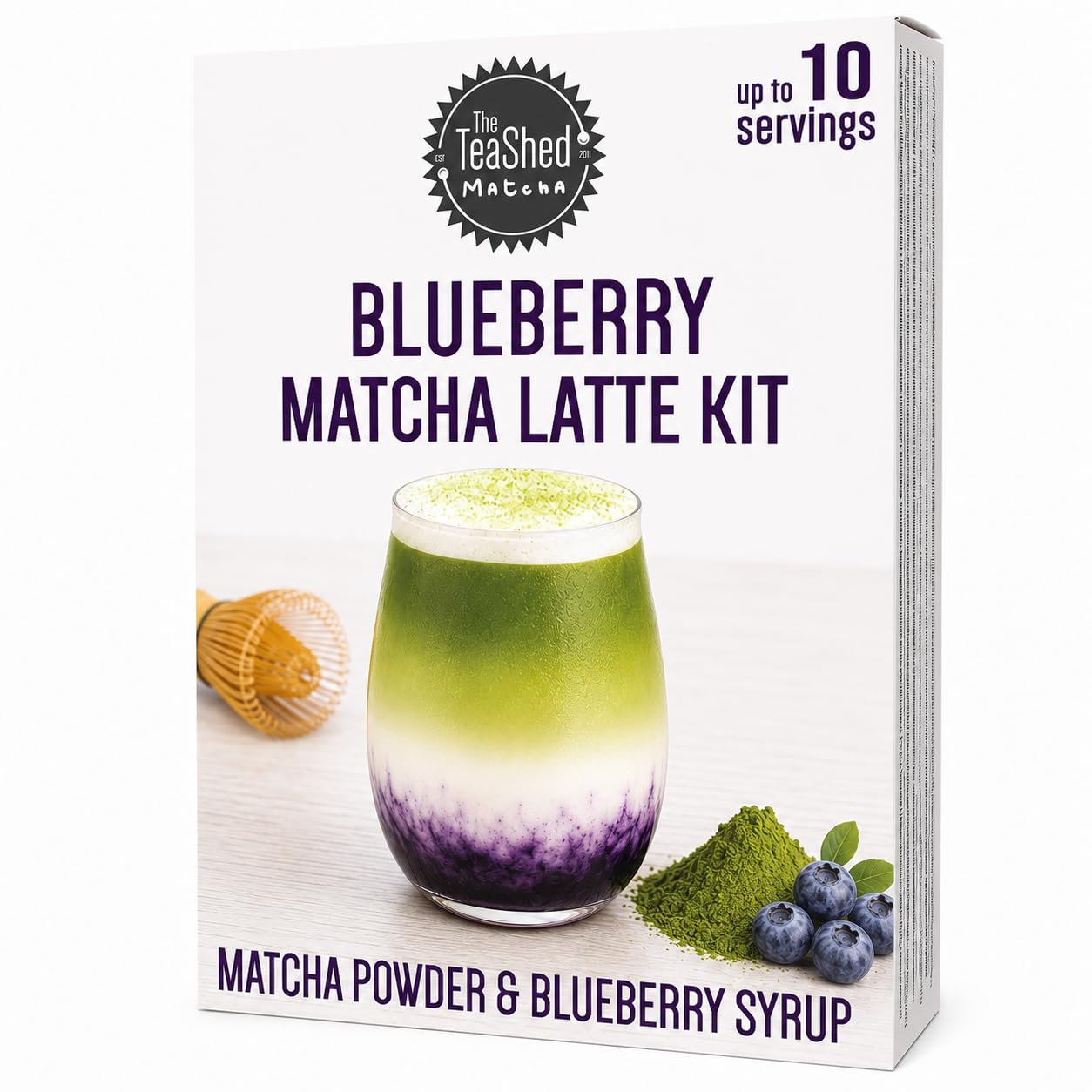 The TeaShed Blueberry Matcha Kit - Makes 10 Lattes | 150g Pack 1