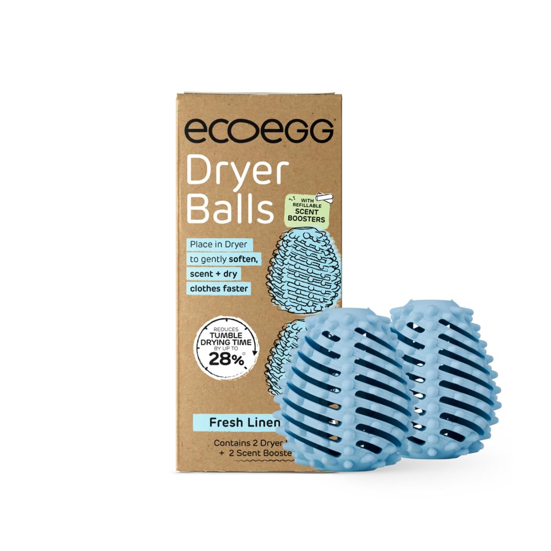 Ecoegg Dryer Balls - Fresh Linen Scent | Reduces Drying Time by up to 28% | Natural Softening | Pack of 1 1