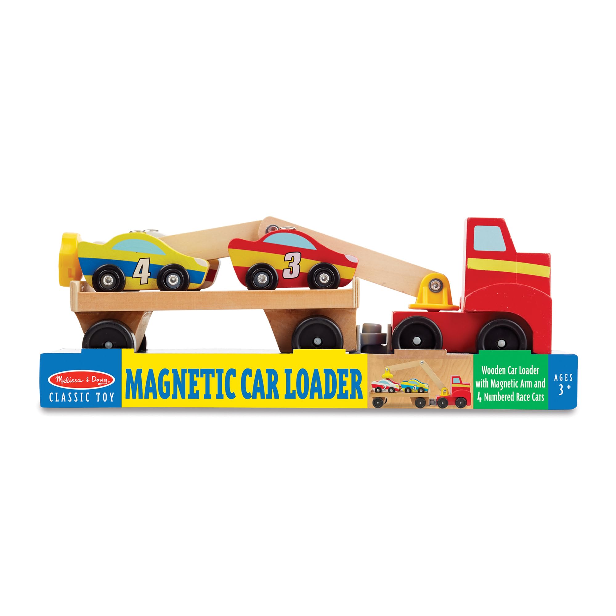 Melissa & Doug Magnetic Car Loader Wooden Toy Set for Preschoolers Ages 3+ 3