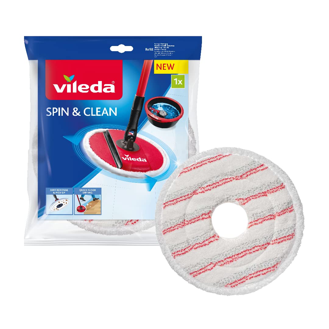 Vileda Spin and Clean Mop Refill - 100% Microfibre for Deep Cleaning | White, 1 Count
