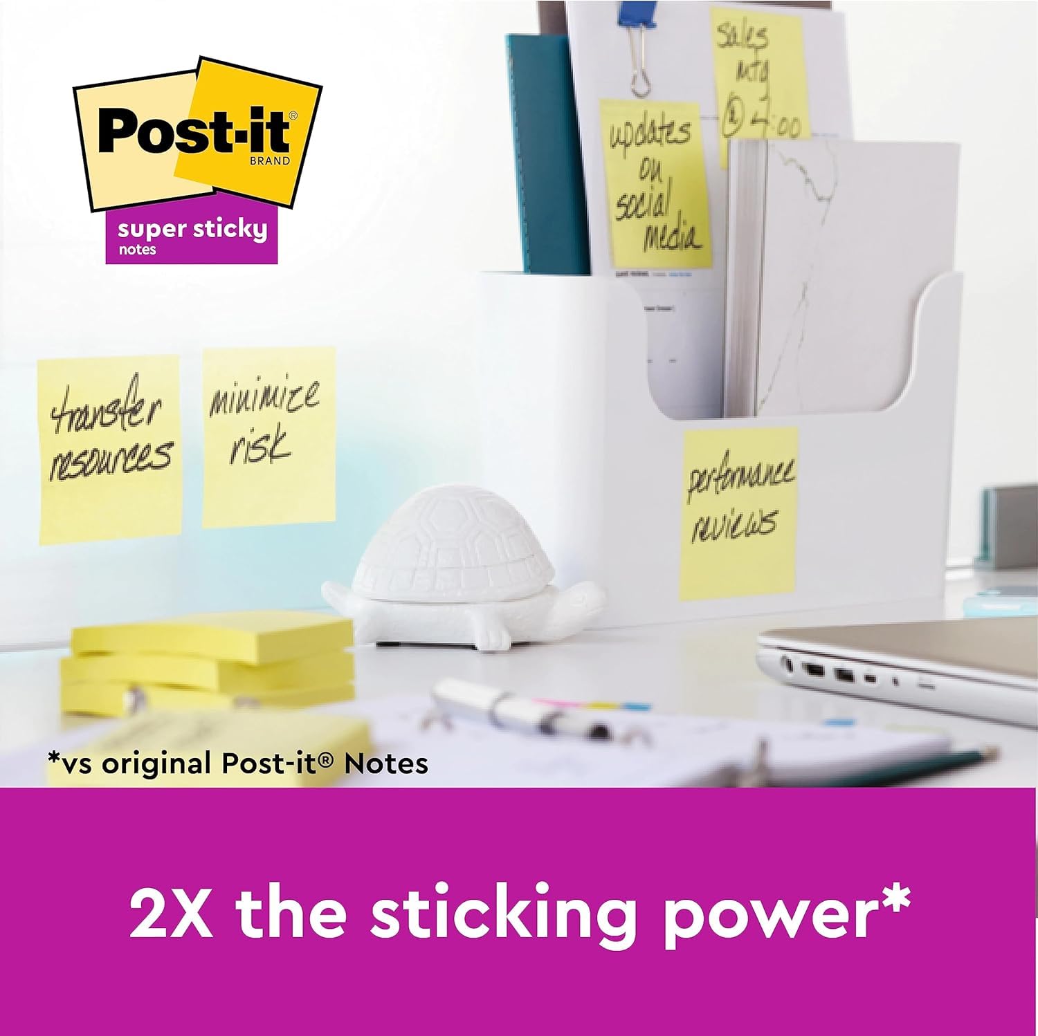 Post-it Super Sticky Notes - 540 Sheets | 76 mm x 76 mm Yellow Square Notes