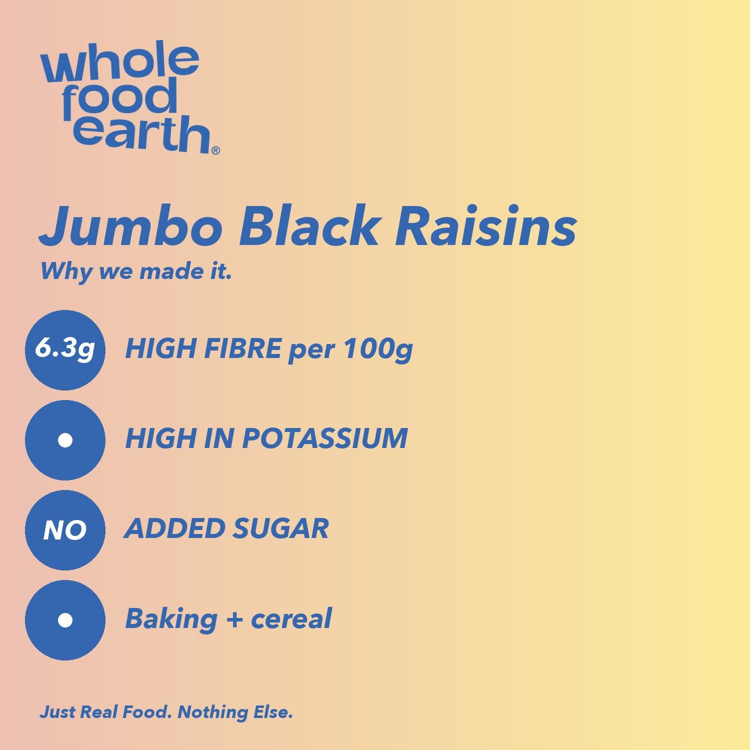 Wholefood Earth Jumbo Black Raisins - 1 kg Pack | GMO Free | High Fibre 6