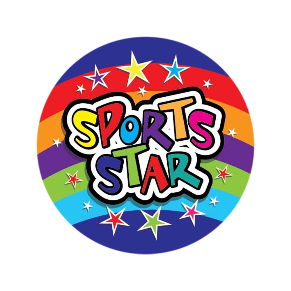 SuperStickers Sports Star Stickers - 125 Pack, 28mm Circular Stickers for Sports Rewards