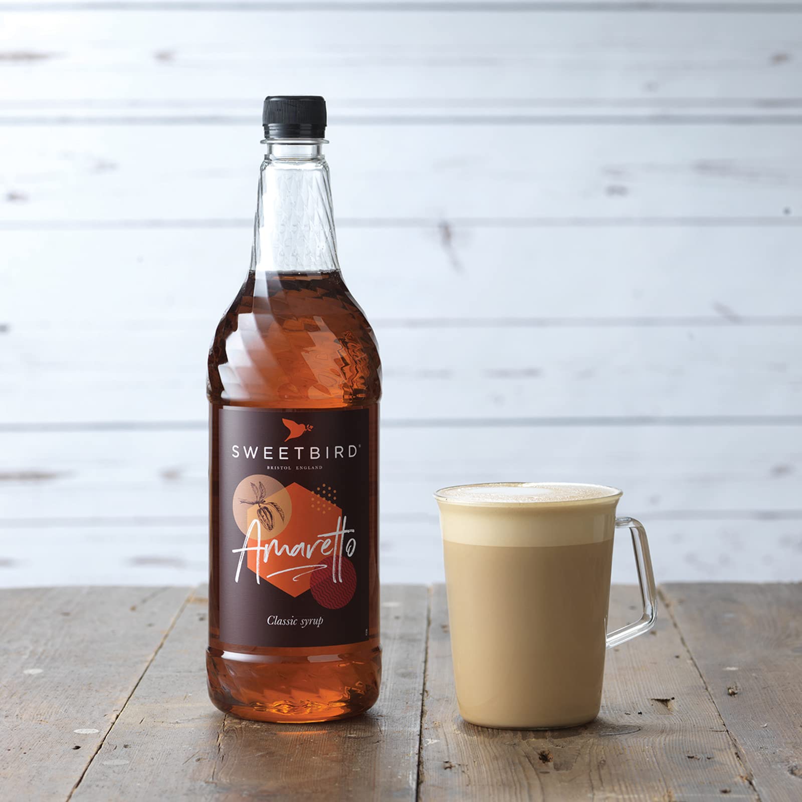 Sweetbird Amaretto Syrup - 1 Litre Bottle | Vegan Friendly | Natural Colours & Flavours