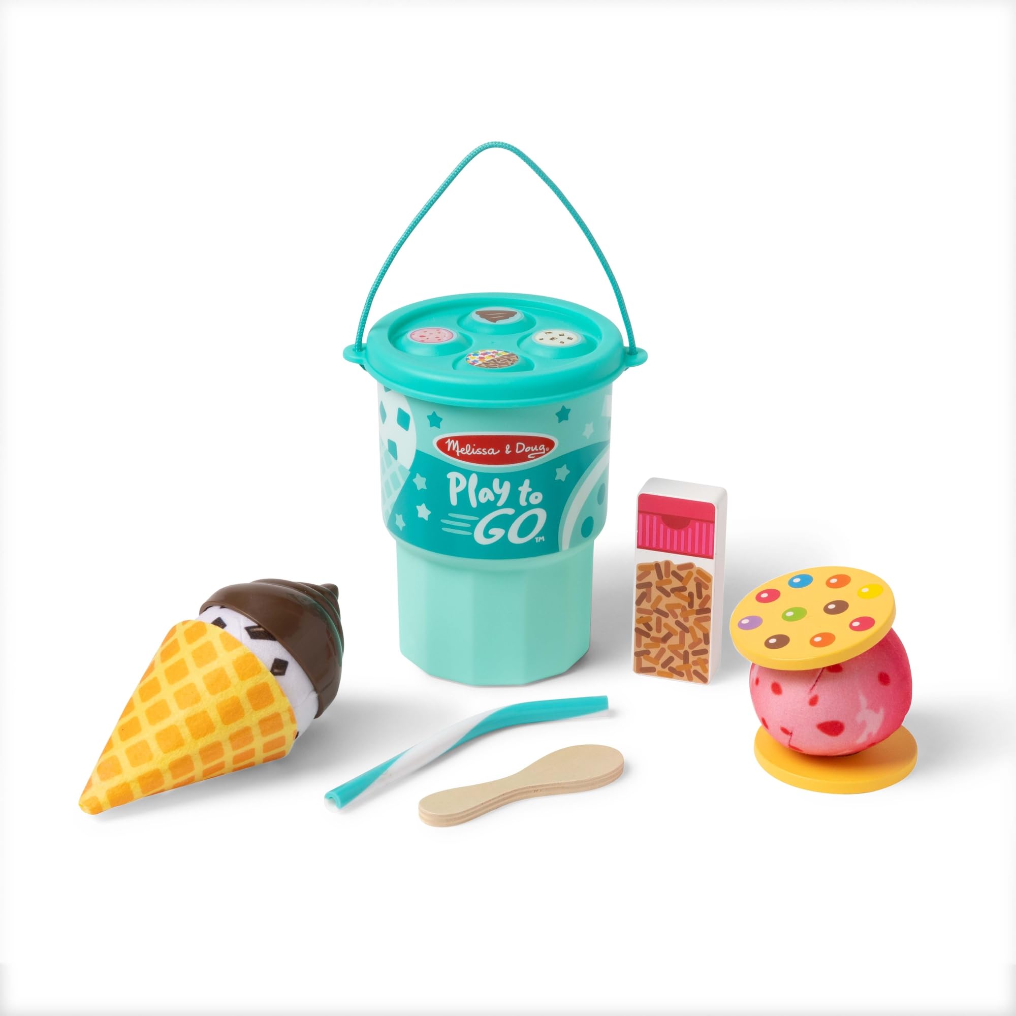 Melissa & Doug Play to Go Ice Cream Play Food Travel Toy Set - Multicolor, Wood, Ages 3+