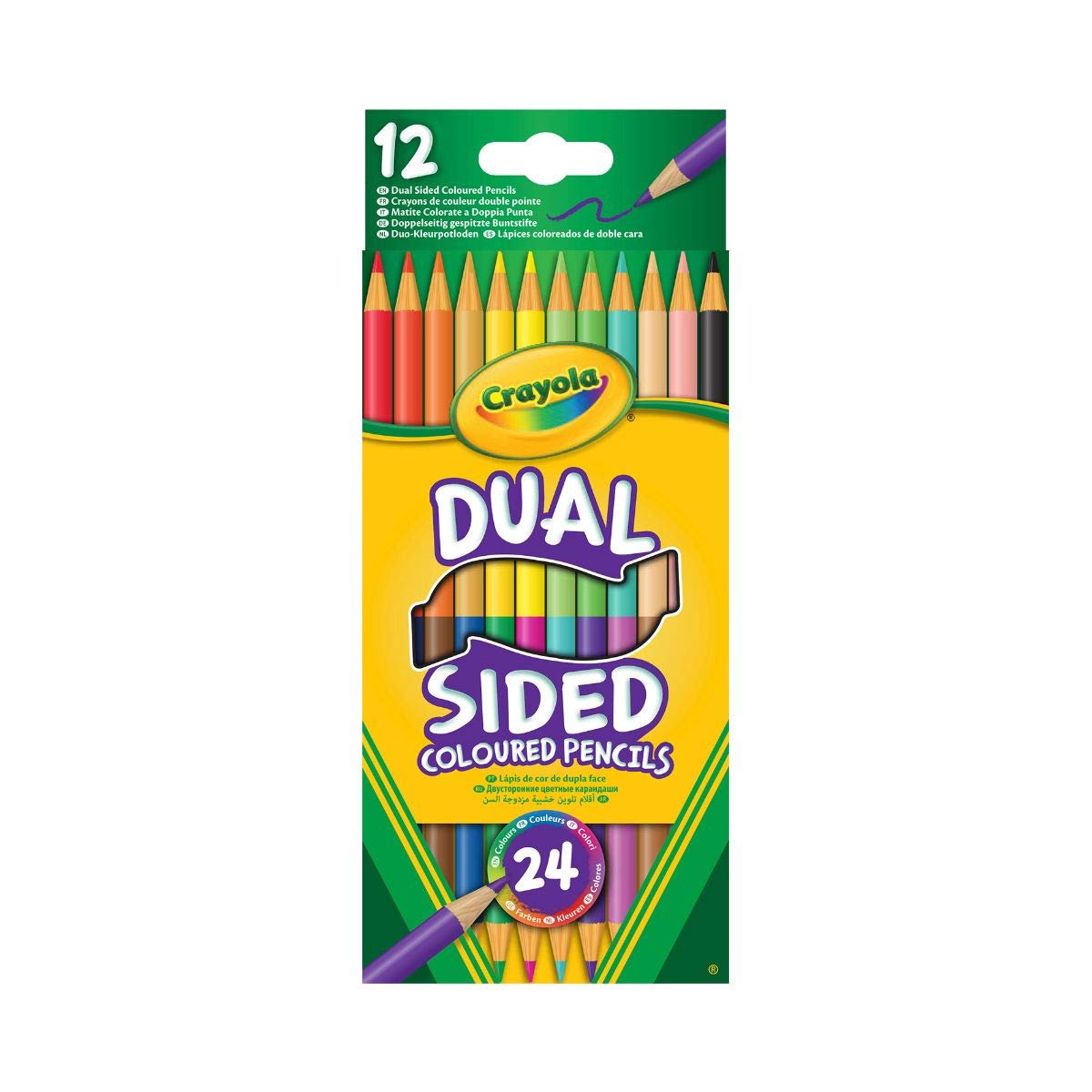 CRAYOLA Dual-Sided Colouring Pencils - 12 Pencils (24 Colours) | Thick Soft Lead | Ages 3+ 3