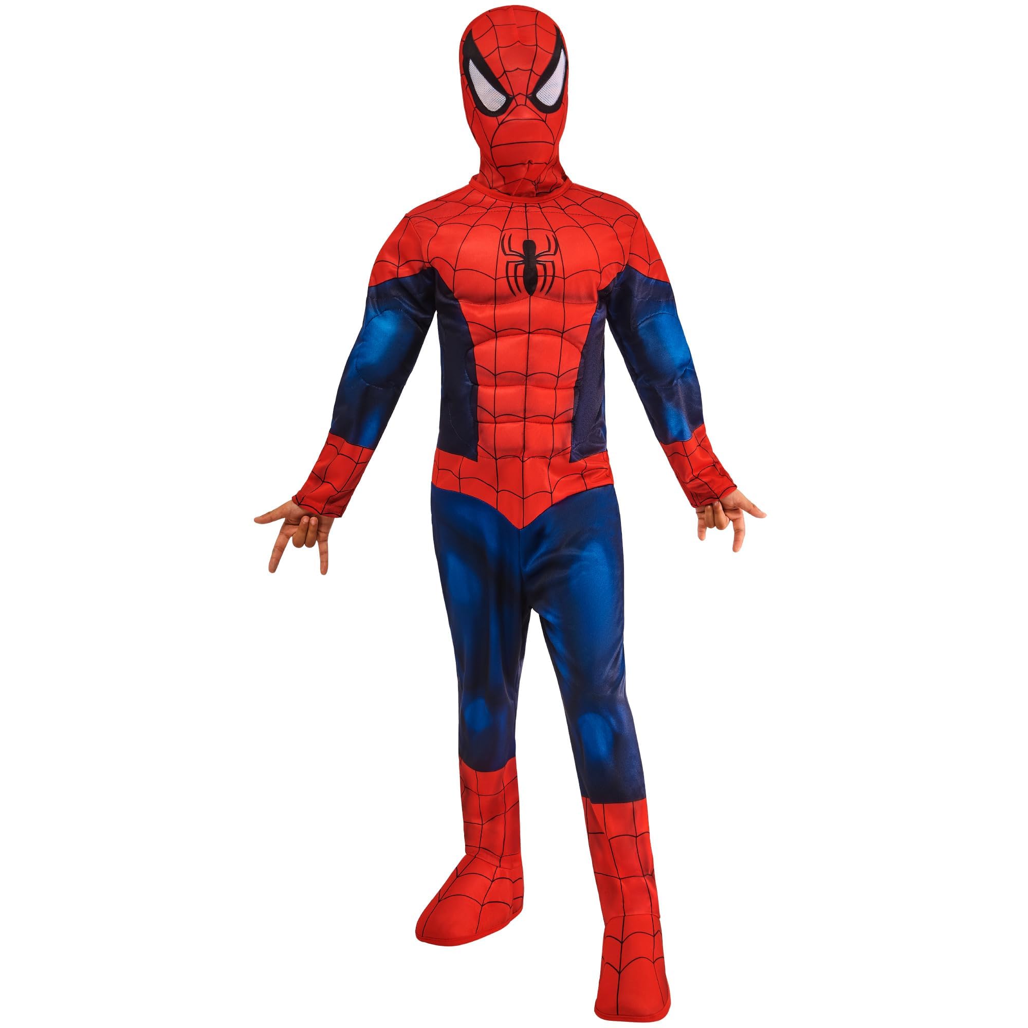 Rubies Official Marvel Spider-Man Deluxe Padded Muscles Child Costume | Size 5-6 Years | Polyester