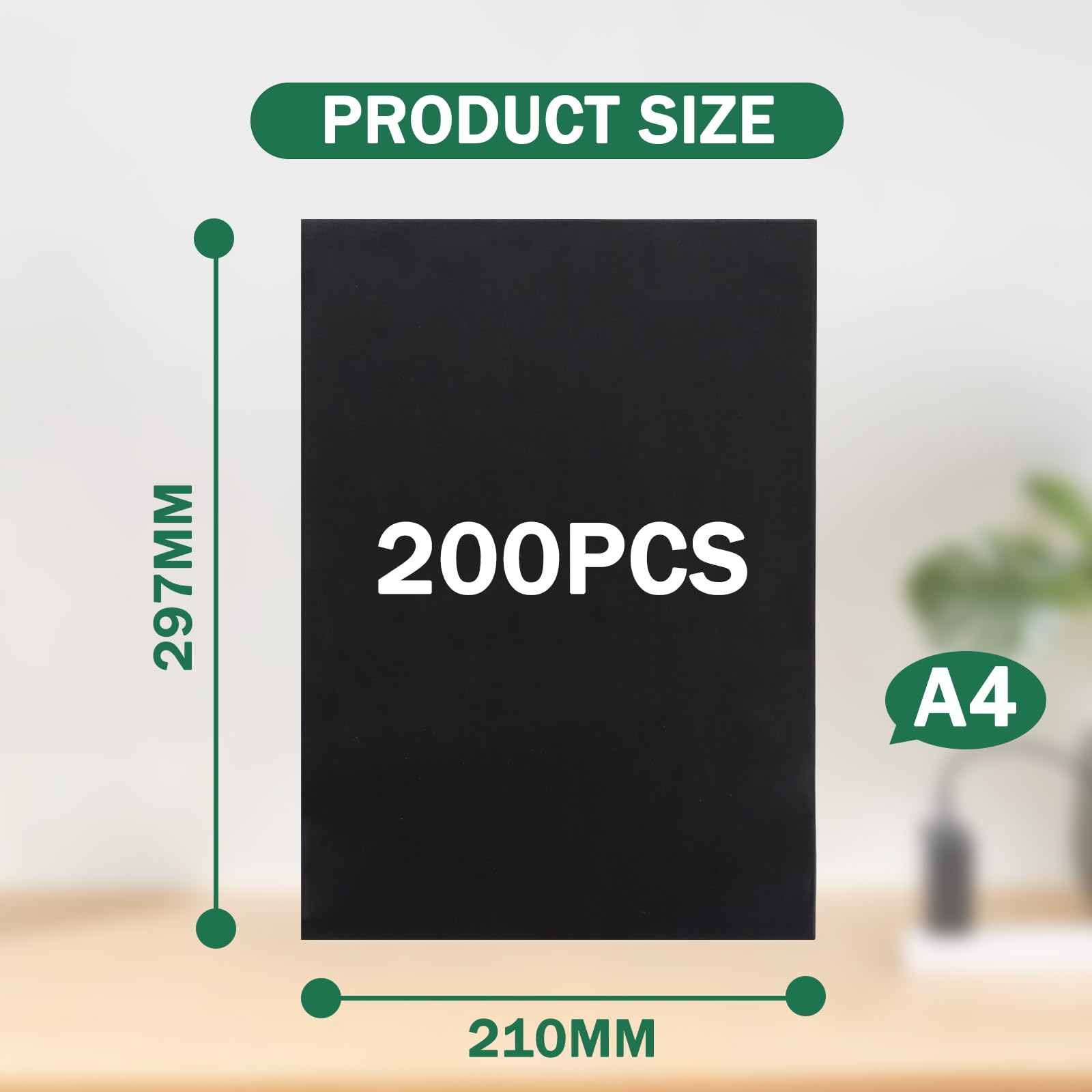 ASelected Carbon Copy Paper - 200 Sheets Black Transfer, A4 Size for Tracing & Crafting