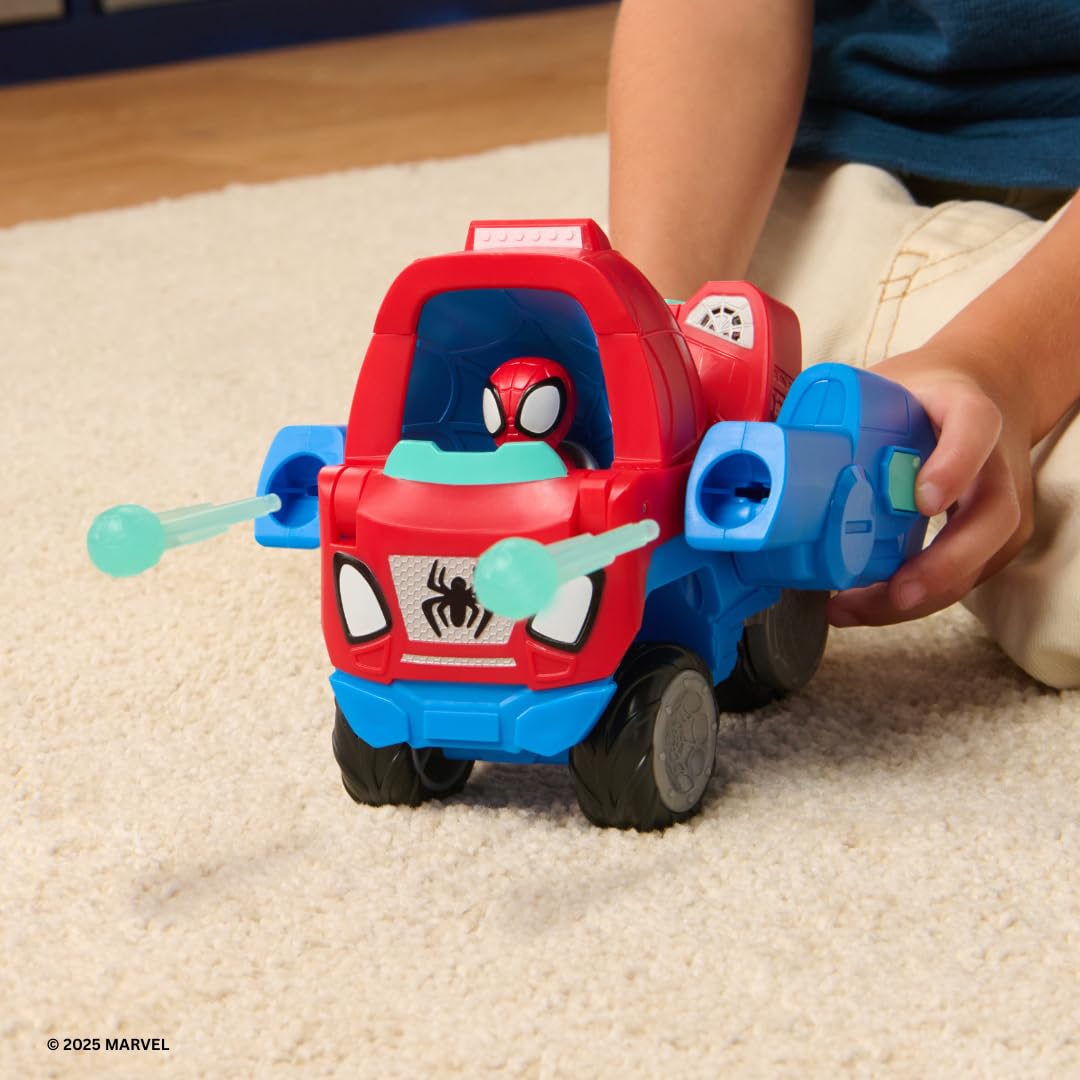 Spidey Transforming Web-Wave Cruiser - 9-Inch 2-in-1 Vehicle with Web Dart Launchers
