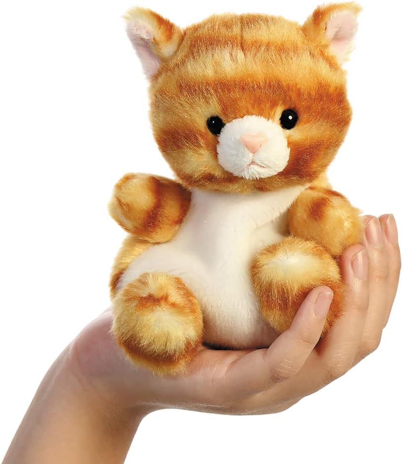 Aurora Palm Pals Meow Kitty Tabby Cat - Soft Bean-Filled Plush Toy, 5 inches, Orange 2