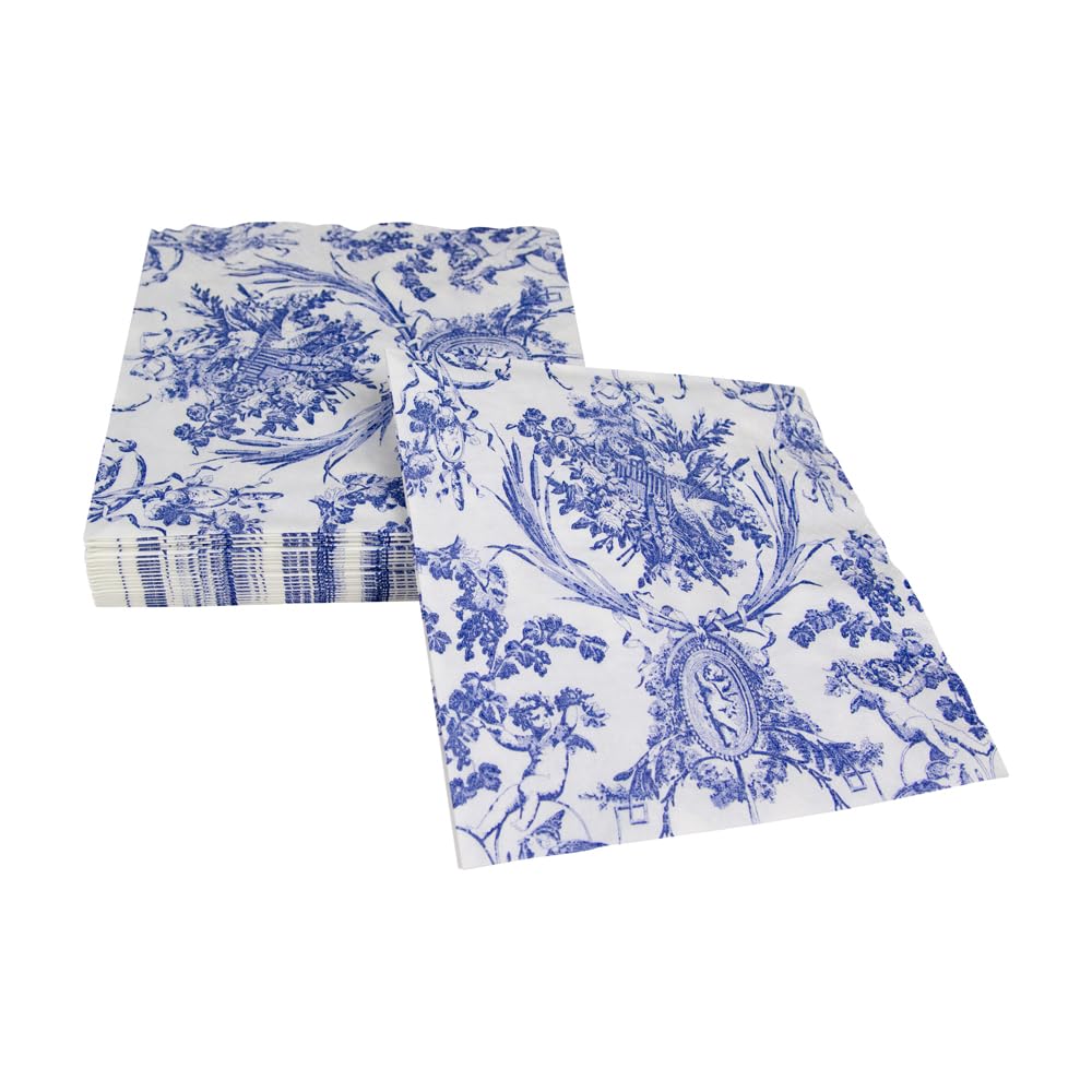 Caspari Romantic Toile Blue Luncheon Napkins - 20 Pack 6