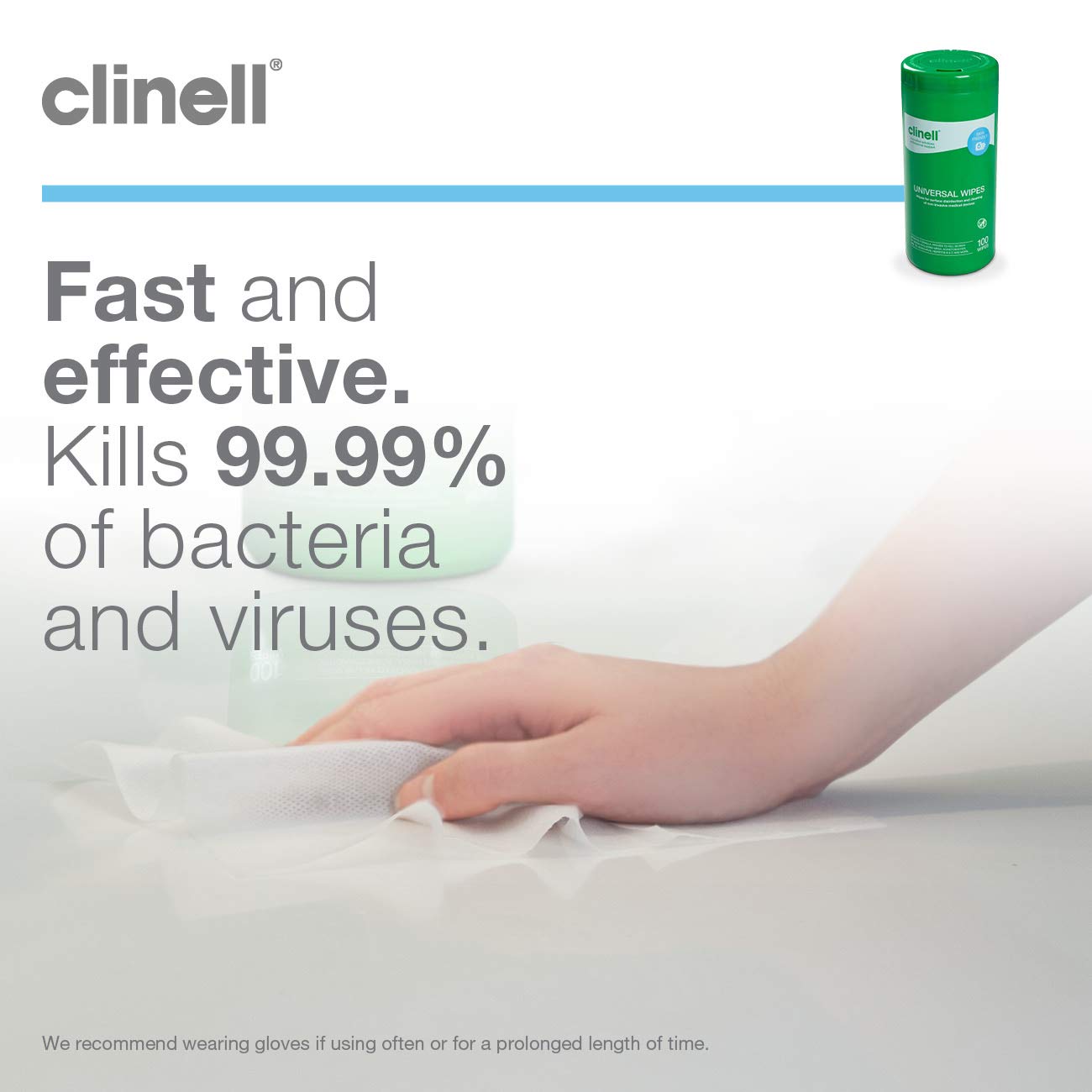 Clinell Universal Cleaning and Disinfectant Wipes for Surfaces - Tub of 100 5