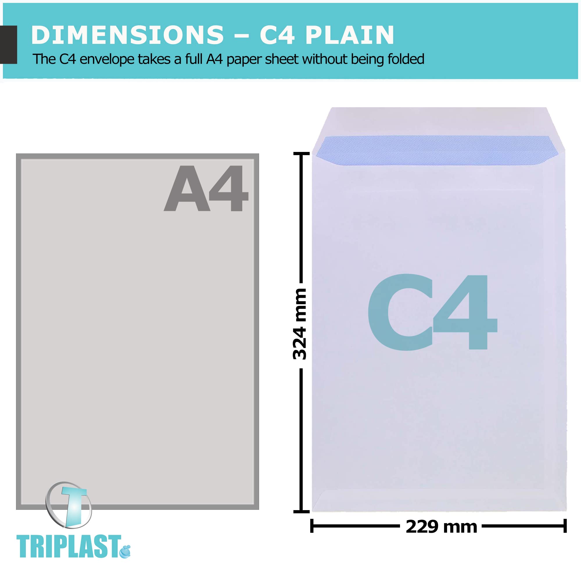 Triplast C4 White Self Seal Security Envelopes - Pack of 50 | 324x229mm | 90 gsm