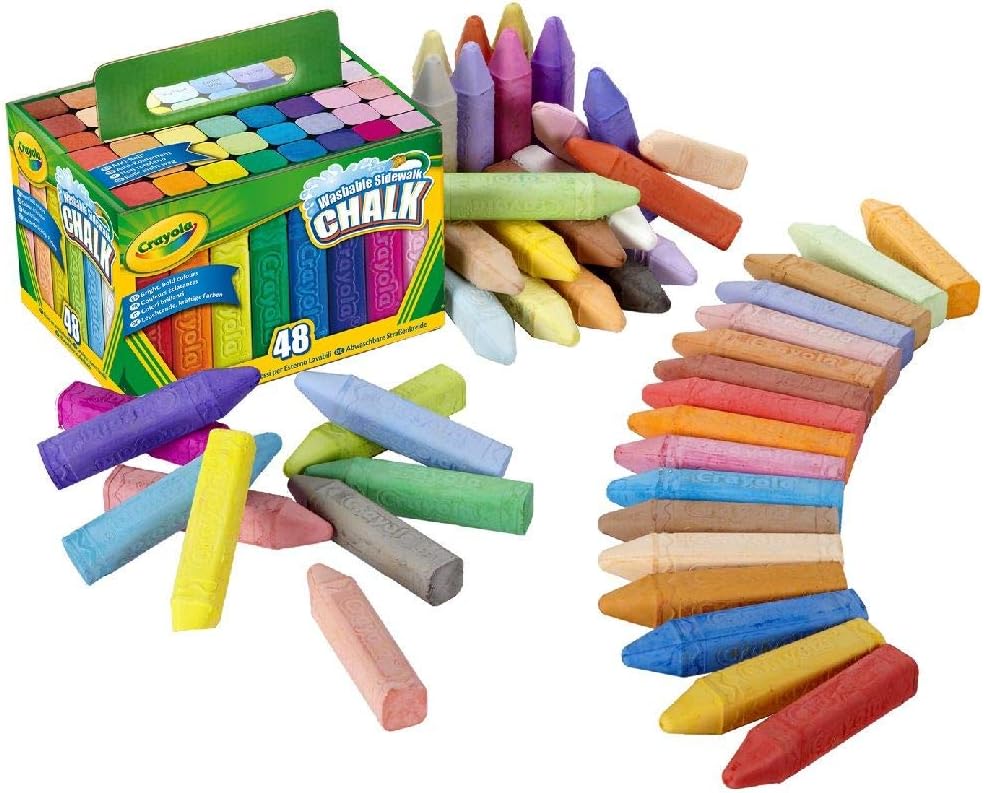 Crayola Washable Sidewalk Chalk - 48 Piece Anti-Roll Bright Colored Chalk Set 1