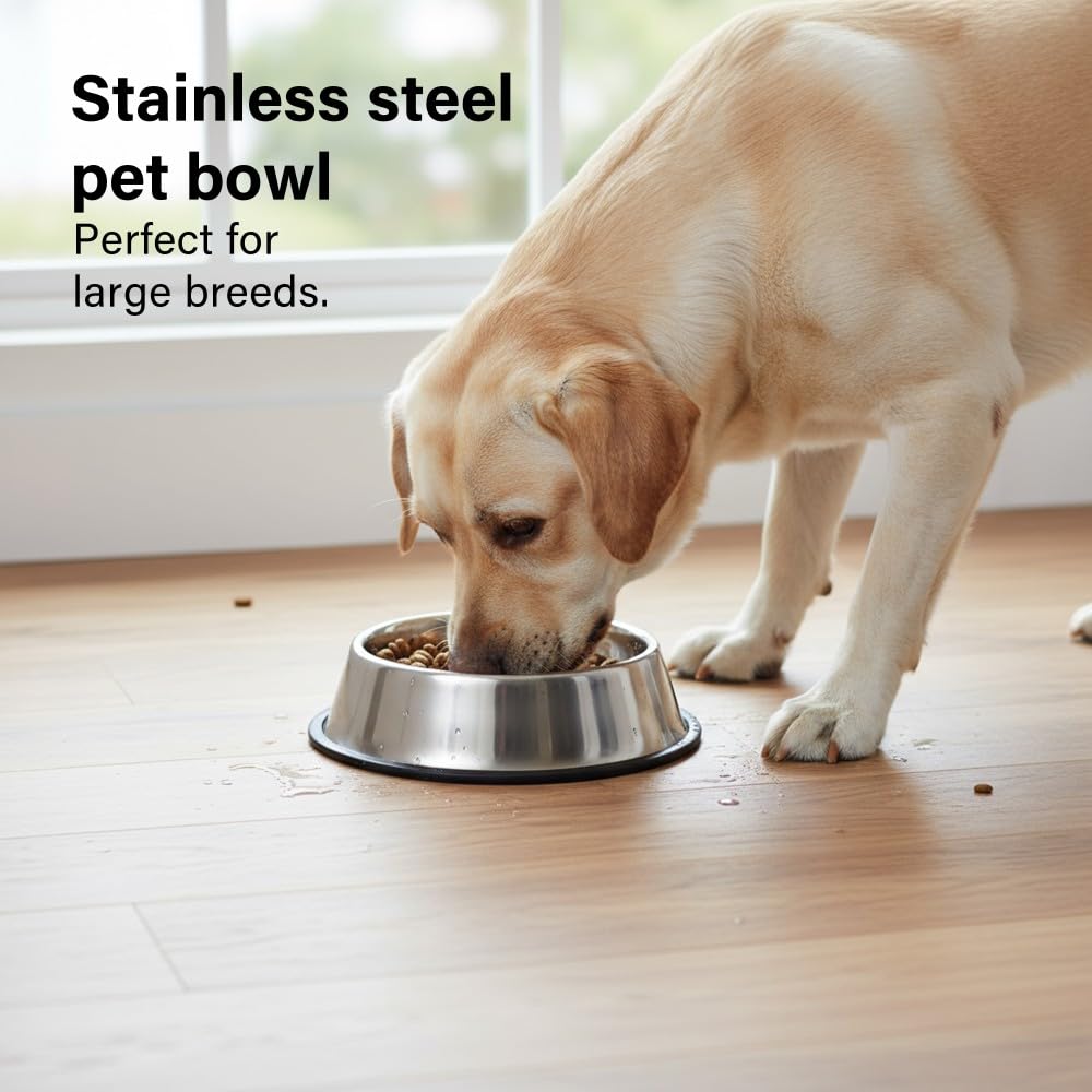 Vivo Technologies Stainless Steel Pet Bowl - 780ml Capacity | Nonslip Base | Large Dog 2