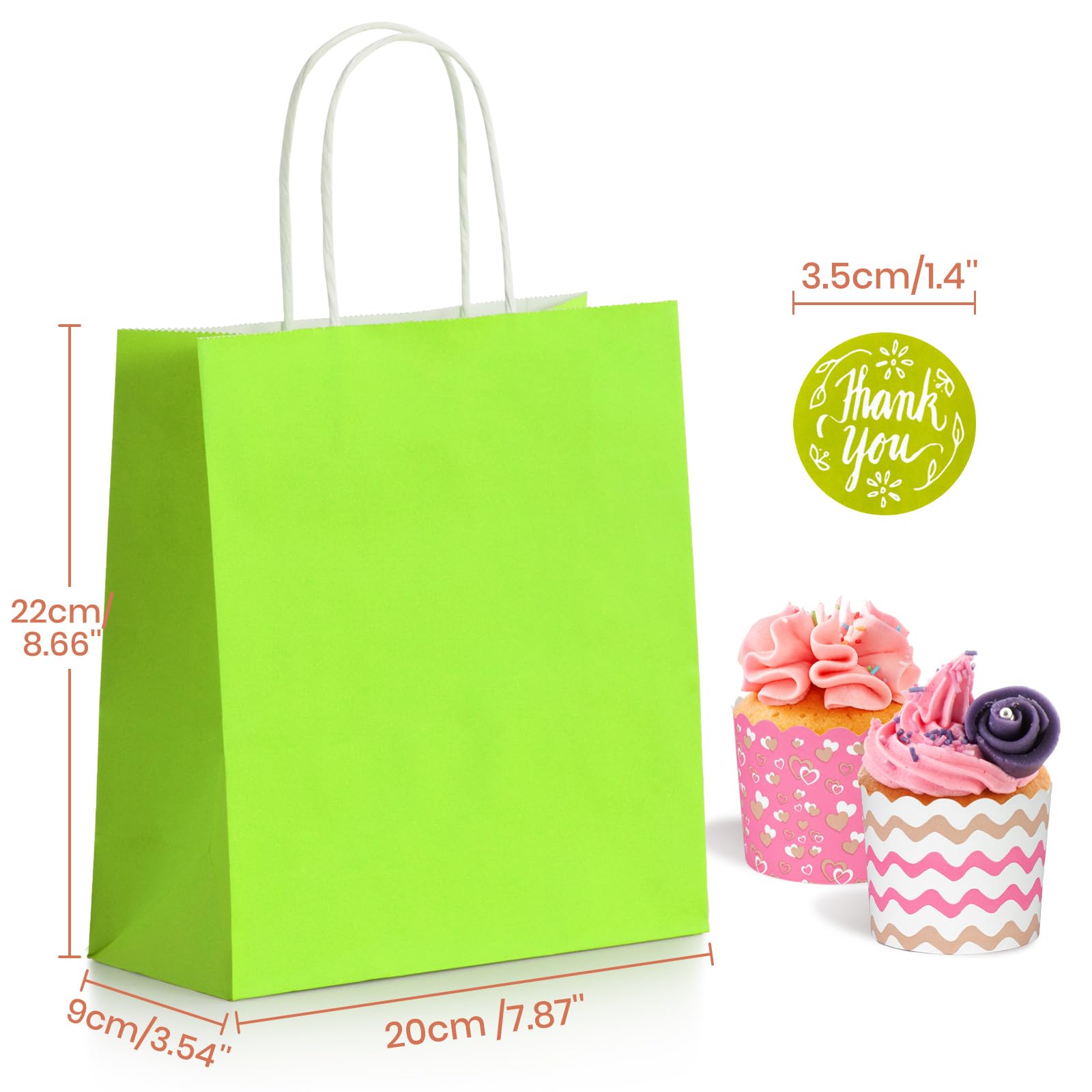 Parmedu Small Paper Gift Bags with Handles - 30 Pack, 8.7"x3.5"x7.9", Colorful Party Bags 2