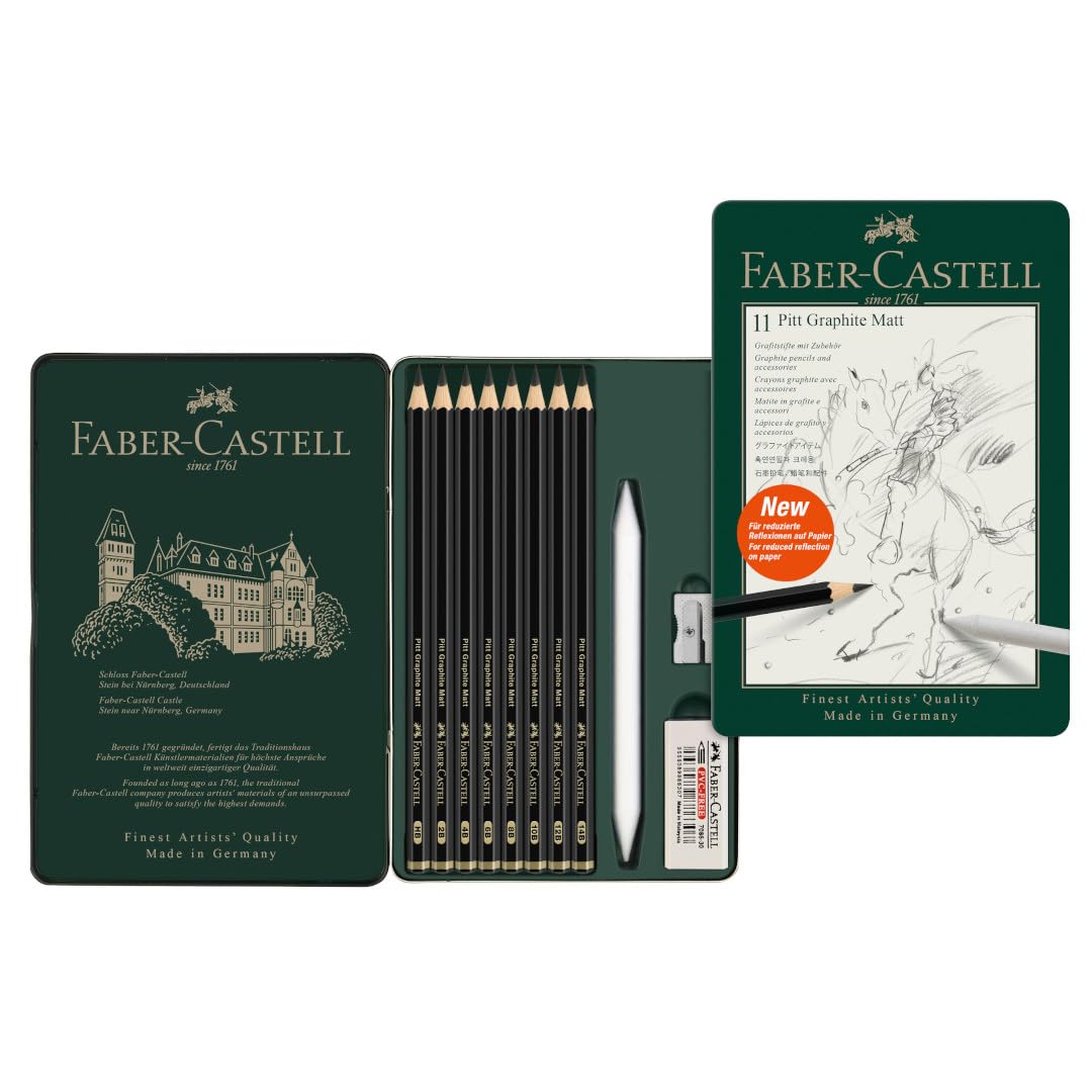 Faber-Castell Art & Graphic Pitt Graphite Matt Pencil Set - Ultra-Matt Laydown | 8 Degrees HB-14B 1