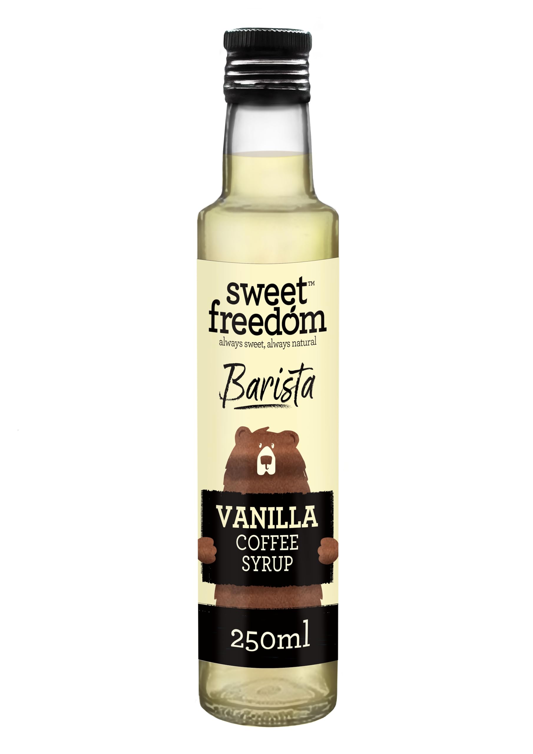 Sweet Freedom Barista Vanilla Syrup - Refined Sugar Free, Vegan | 250 ml Bottle