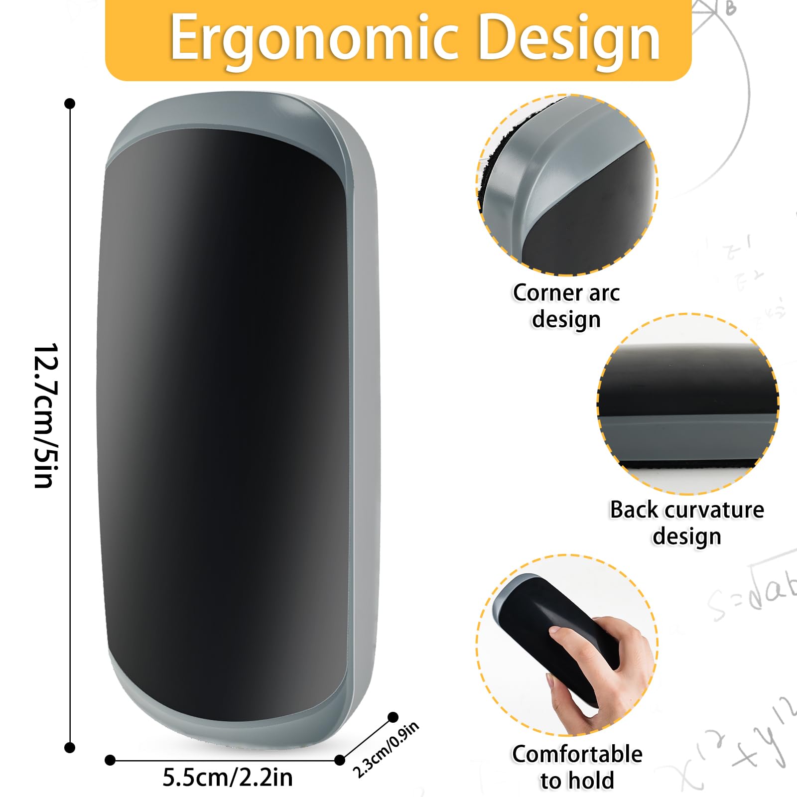 MOXYOY Magnetic Whiteboard Eraser - Strong Hold, Durable Fiber Cleaning | 2 Pack, Black 3