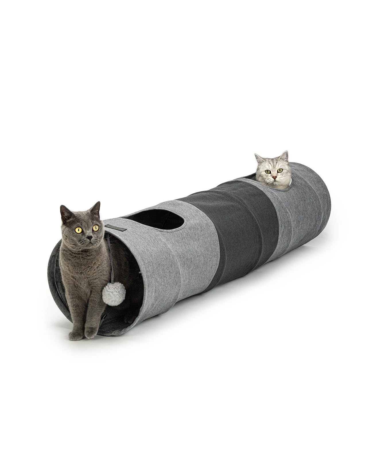lionto Expandable Cat Tunnel with Play Ball | 30x130 cm | Foldable Faux Linen 1