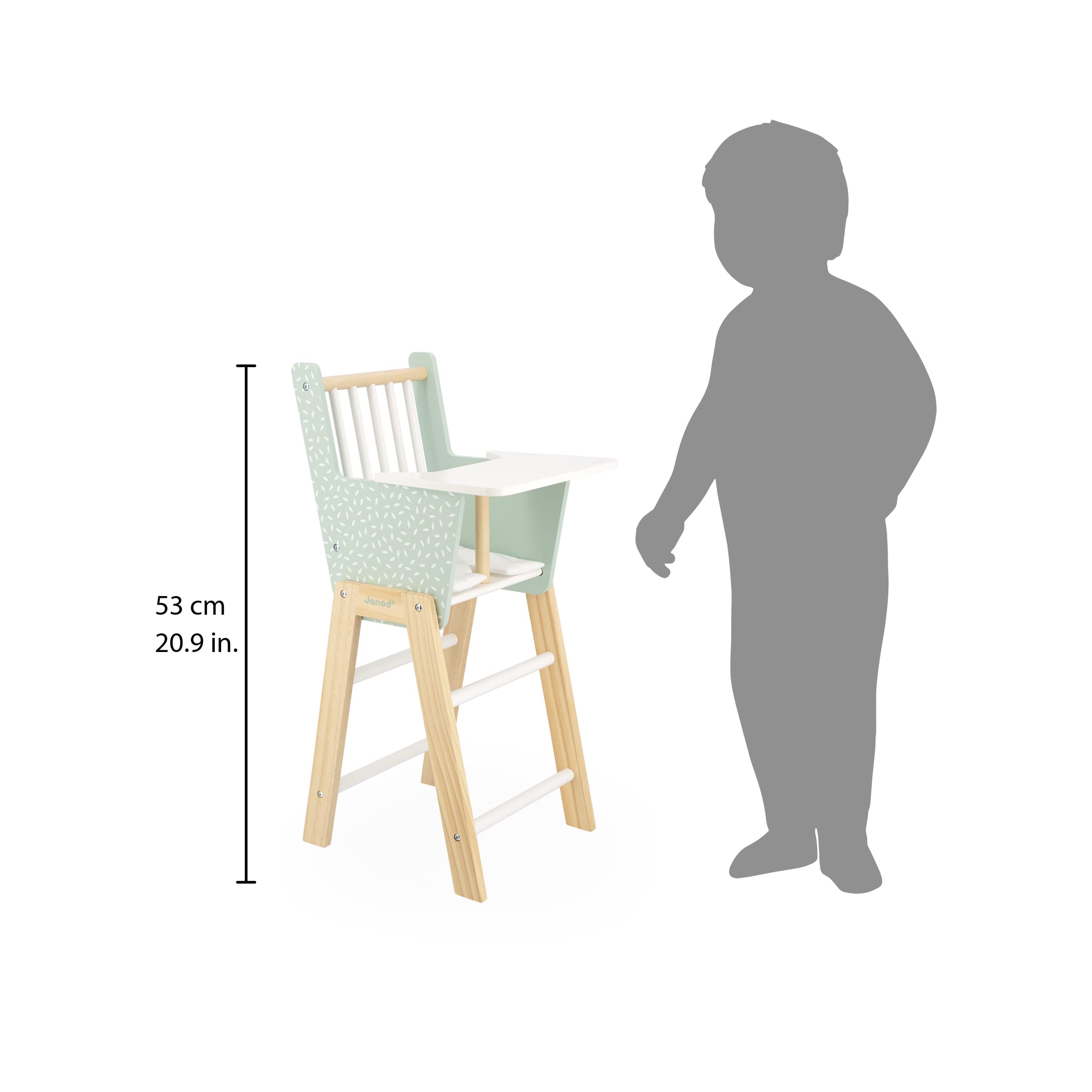 Janod Zen FSC Wood Doll Highchair Accessory for Pretend Play Toys 7