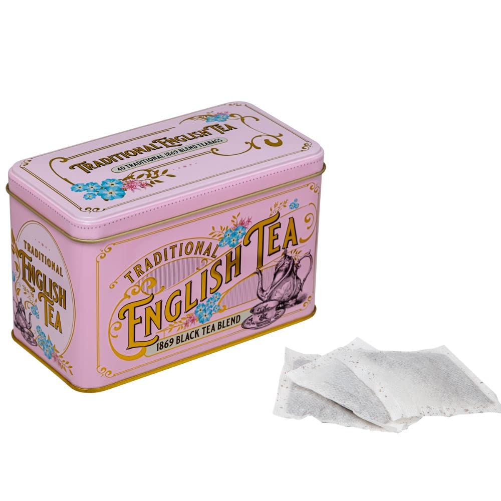 New English Teas Vintage Victorian Pink Tea Tin with 40 English Breakfast Teabags | 220g 7