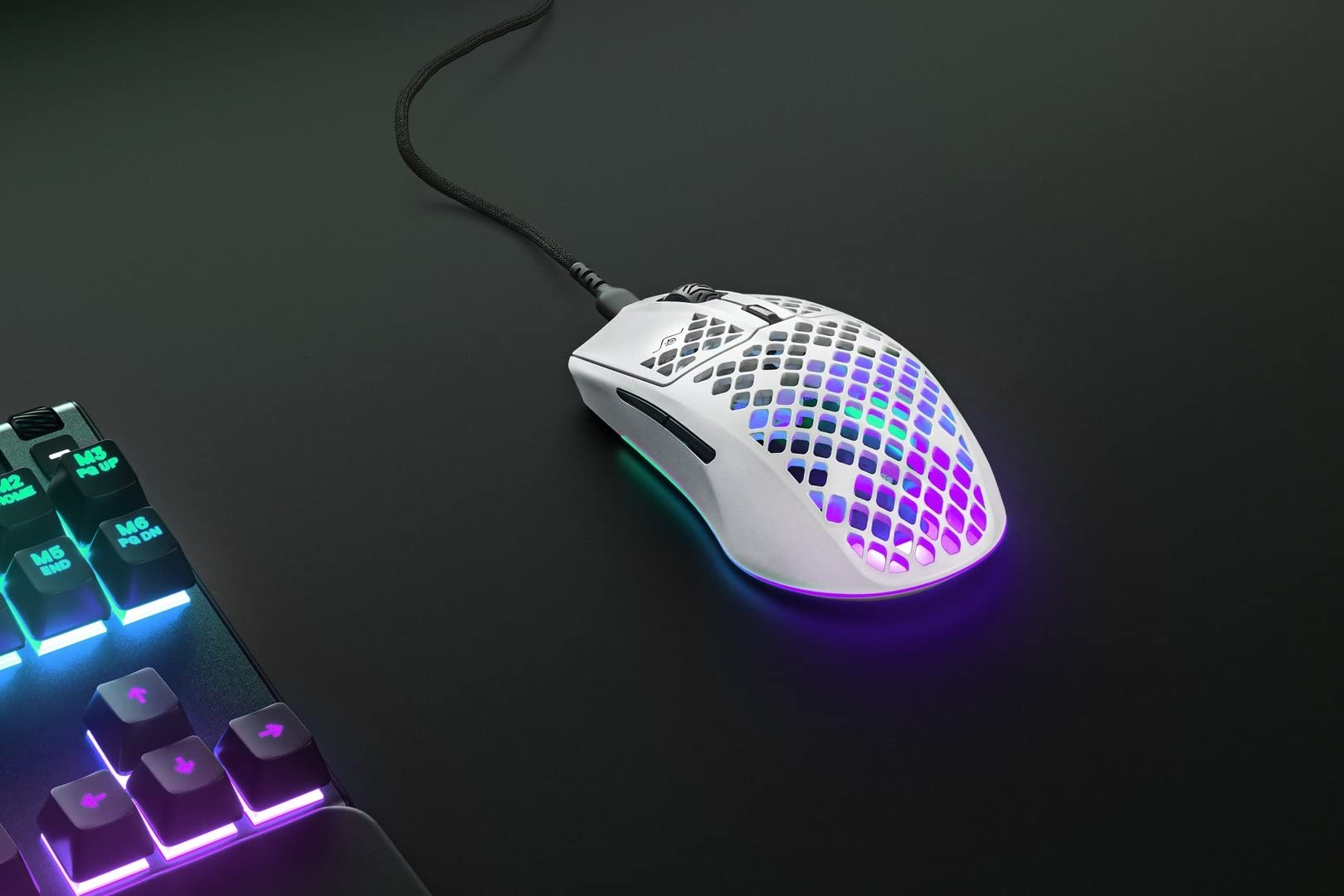 SteelSeries Aerox 3 Snow - Ultra-Lightweight Holey RGB Gaming Mouse, 8500 DPI TrueMove Core Sensor, IP54 Water Resistant, 59g 3