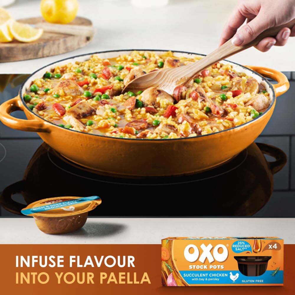 OXO Reduced Salt Chicken Stock Pots - Savoury Flavour, 4 x 20g Pots (80g Total) 9