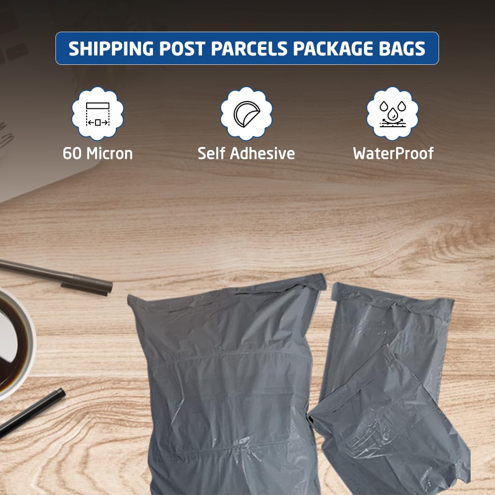 1ABOVE Grey Poly Postal Mailers - 50 Pack, 6x9 Inch, Water Resistant, Self Seal 6