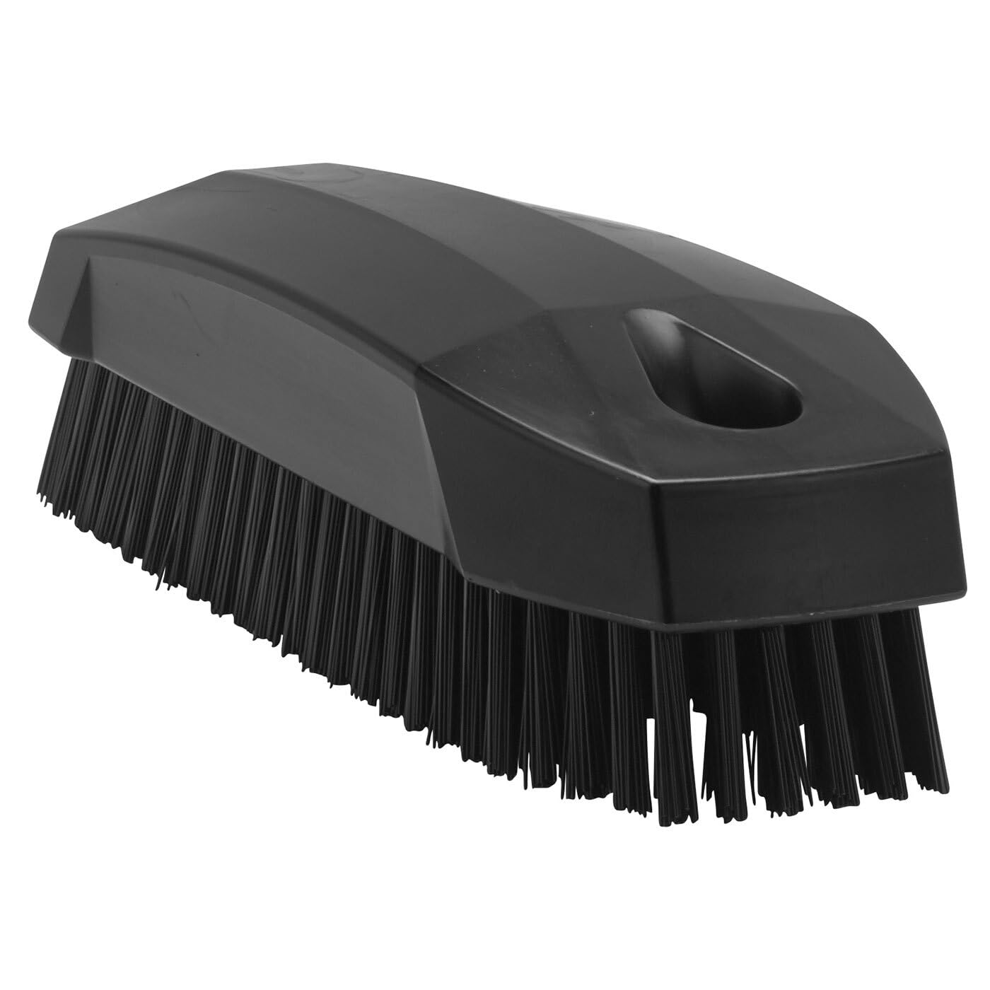 Vikan Scrub Brush - Stiff Angled Bristles for Bathroom & Grout Cleaning | Black | Model 64409
